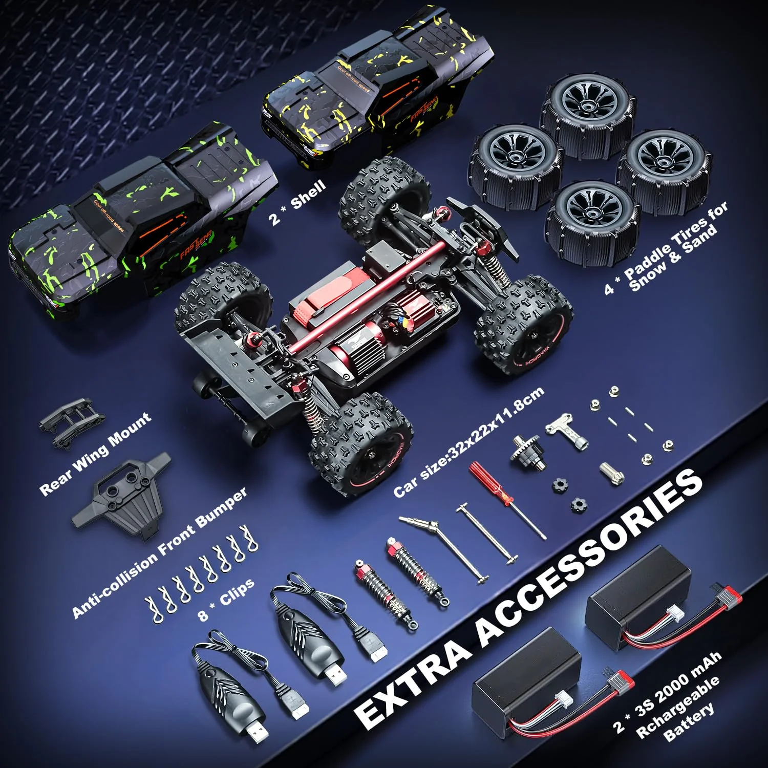1/14 Brushless RC Cars for Adults Fast 50+ mph, RC Trucks 4x4 Offroad Waterproof, Electric Powered High Speed Remote Control Car, Fast Extreme All Terrain RC Truggy with 3S Battery for Snow Sand - Image 3