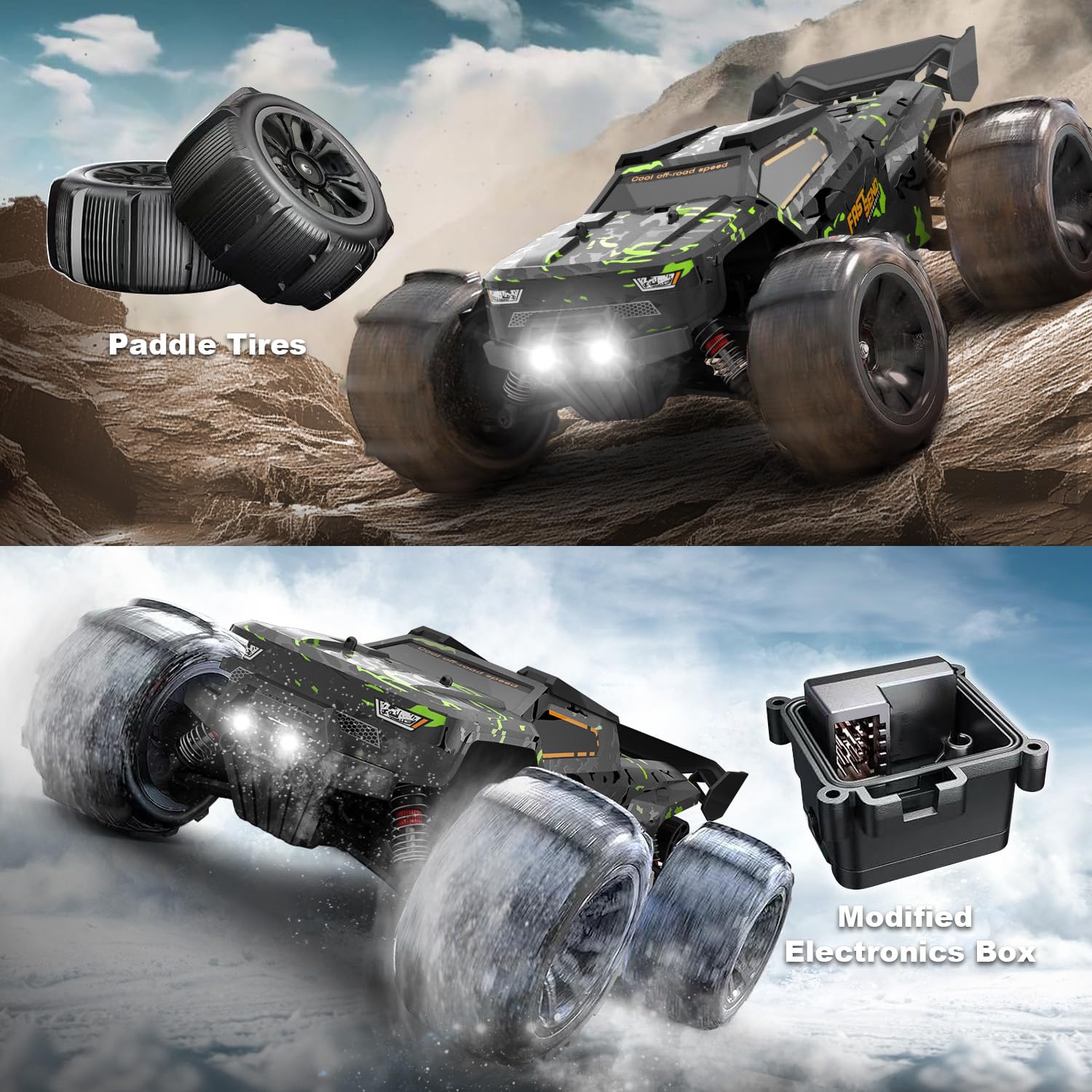 1/14 Brushless RC Cars for Adults Fast 50+ mph, RC Trucks 4x4 Offroad Waterproof, Electric Powered High Speed Remote Control Car, Fast Extreme All Terrain RC Truggy with 3S Battery for Snow Sand - Image 4