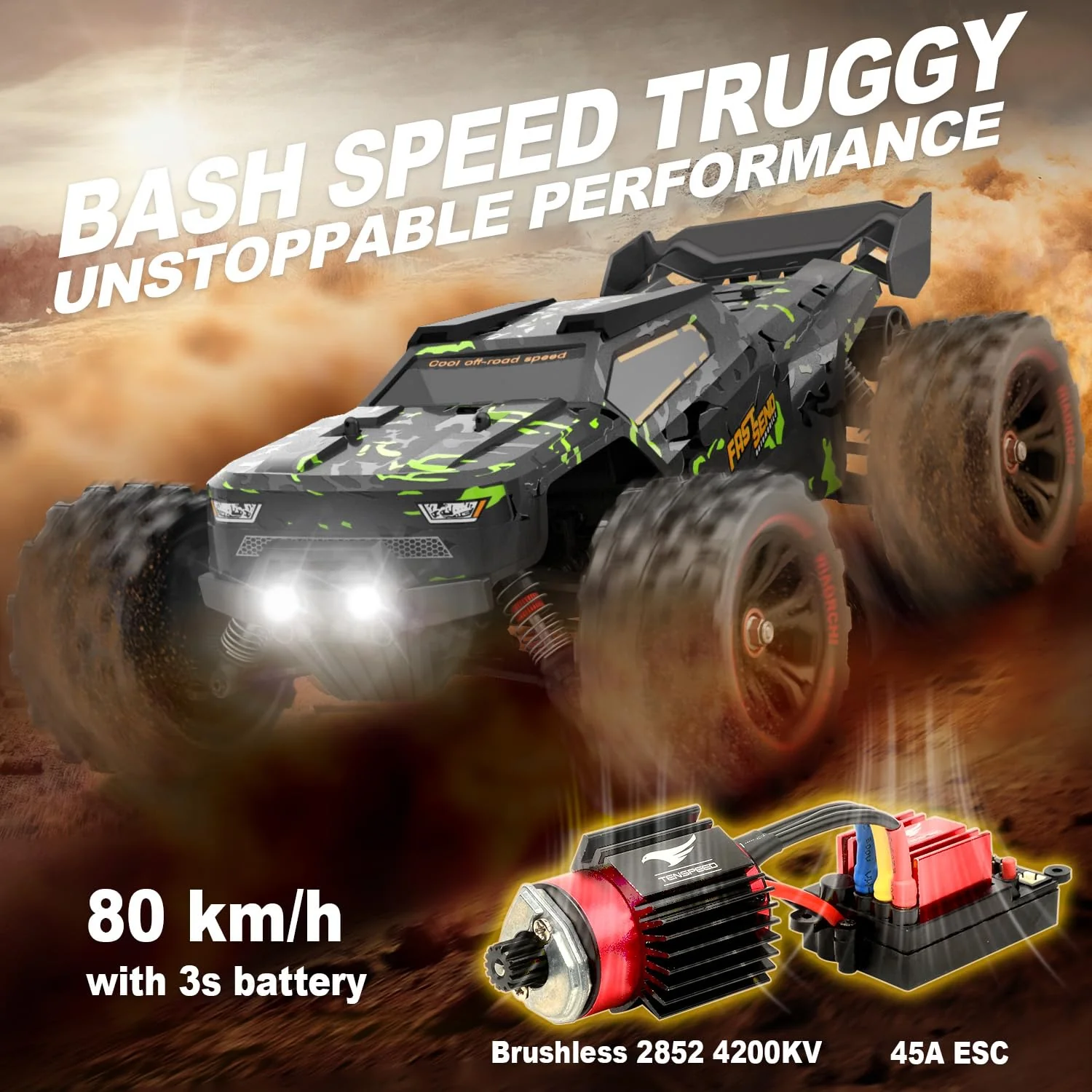 1/14 Brushless RC Cars for Adults Fast 50+ mph, RC Trucks 4x4 Offroad Waterproof, Electric Powered High Speed Remote Control Car, Fast Extreme All Terrain RC Truggy with 3S Battery for Snow Sand - Image 7