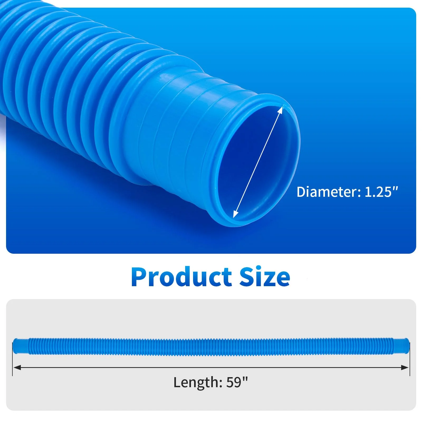 1.25 x 59 Inch Pool Hoses for Above Ground Pools,Pool Filter Pump Hoses,Compatible With Intex Filter Pump 607,637 With 12 Metal Clamps（3 Pack） - Image 8