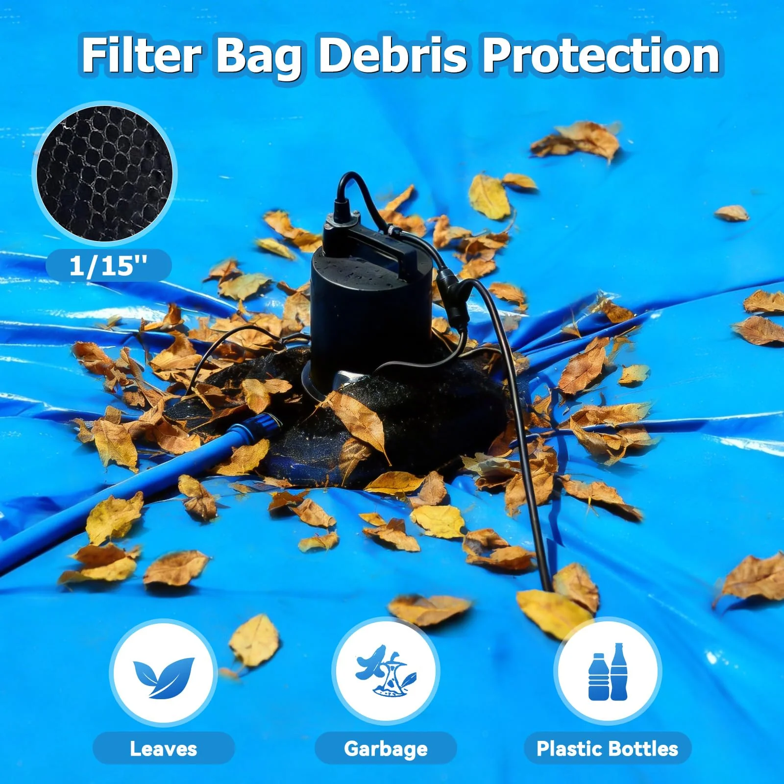1/2HP Automatic Swimming Pool Cover Pump 3500GPH Submersible Water Pump with 3/4” Check Valve Adapter & 25ft Power Cord 110V Sump Pump for Swimming Pool Hot Tubs Pond Basement Rooftops - Image 6