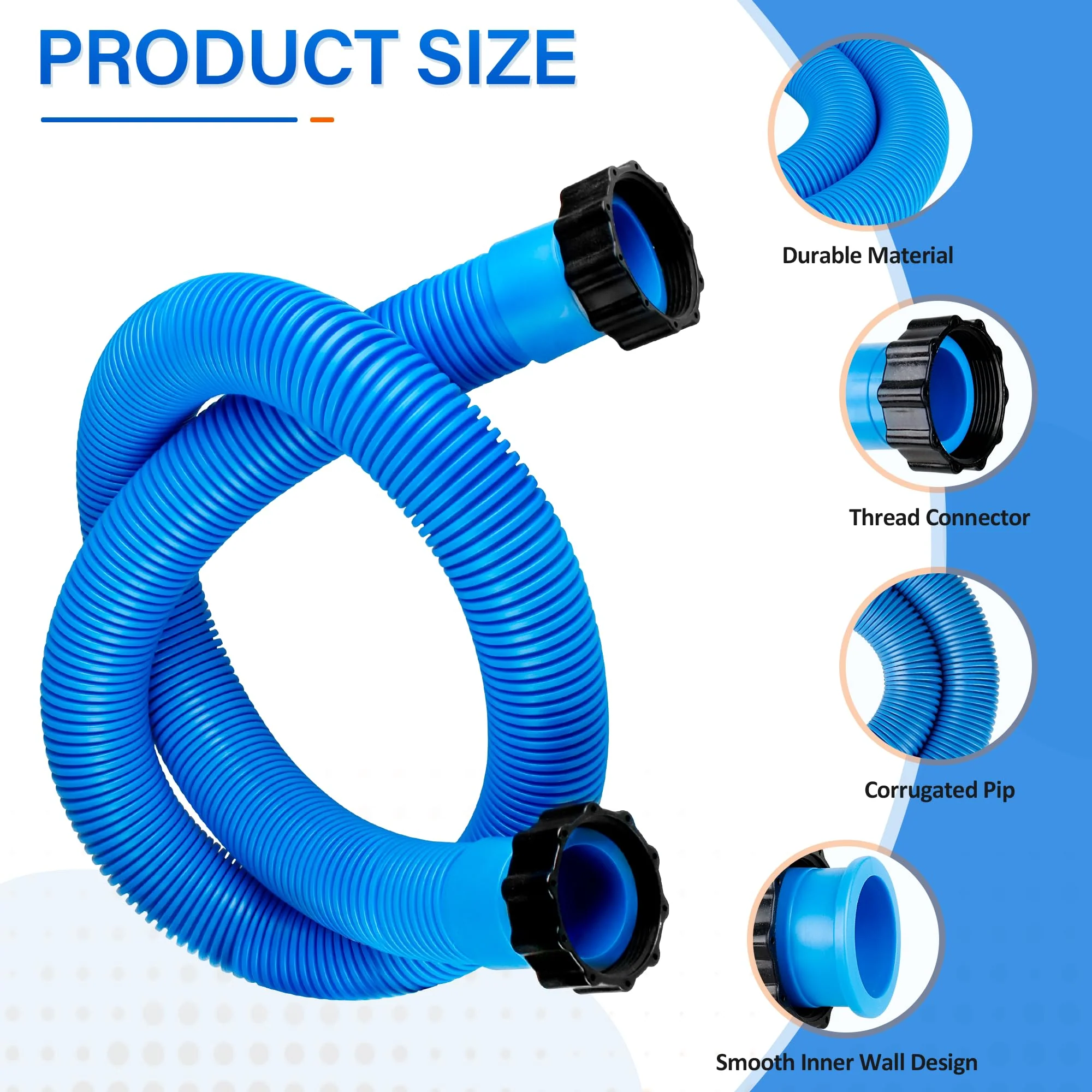 1.5" Pool Pump Hose for 29060E Intex Pumps, Saltwater Systems, and Sand Filters,59" Long Replacement Hoses fit for Intex & Coleman Above Ground Pools Parts (2 Pack) - Image 6