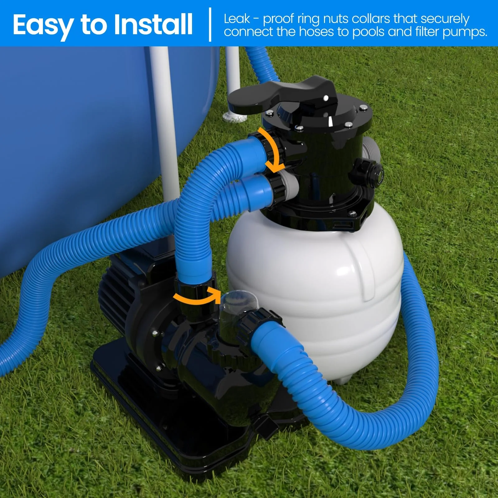 1.5" x 20" Pool Hose Replacement, Pack of 2 - Compatible with Above Ground Pools Filter Pump Hoses, Sand Filters, Saltwater Systems (1,500-2,500 GPH), Blue - Image 3