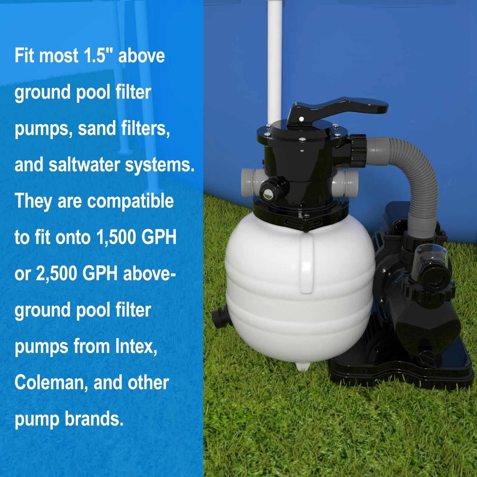 1.5" x 20" Pool Hose Replacement, Pack of 2 - Compatible with Above Ground Pools Filter Pump Hoses, Sand Filters, Saltwater Systems (1,500-2,500 GPH), Grey - Image 5