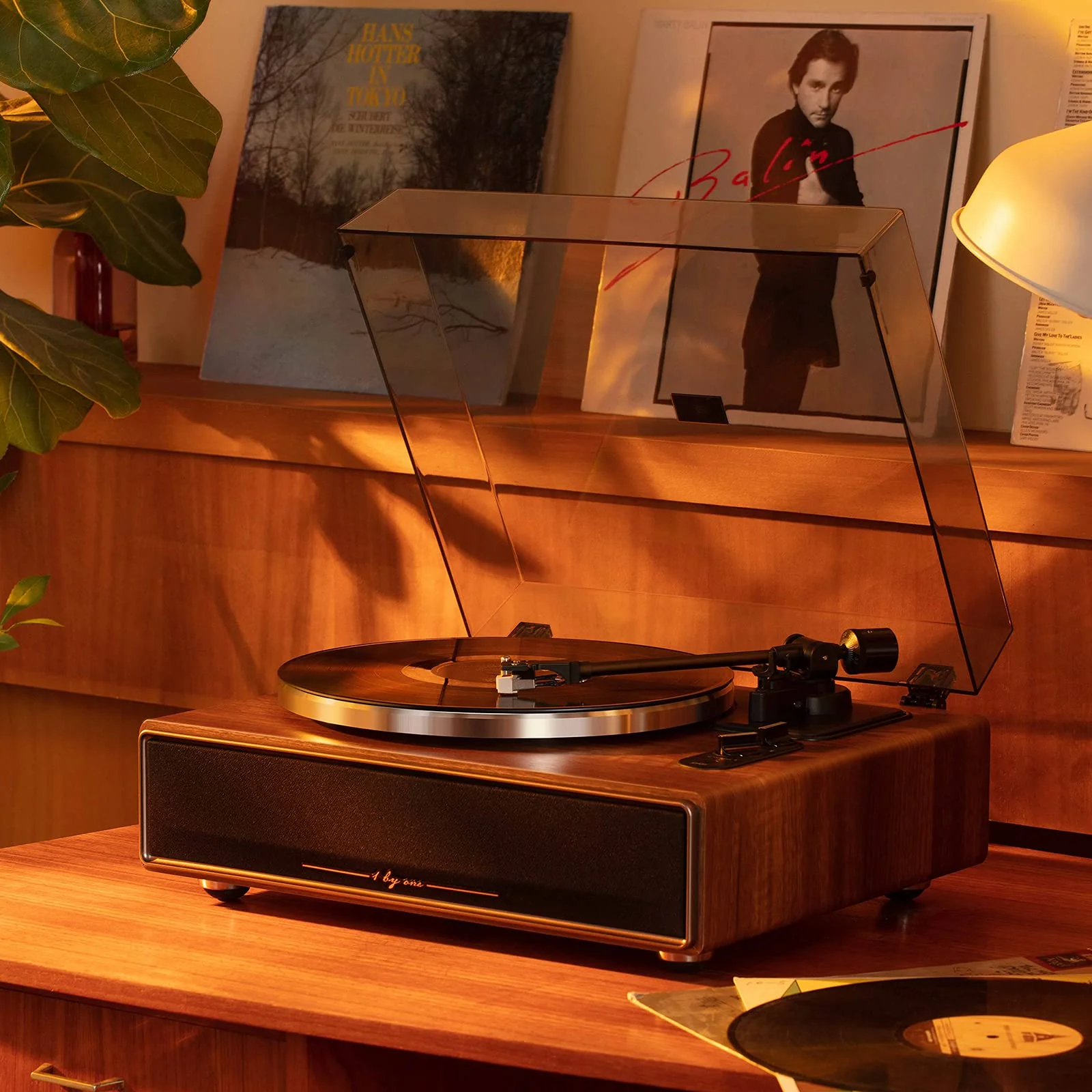 1 BY ONE High Fidelity Belt Drive Bluetooth Turntable with Built-in Speakers, Vinyl Record Player with Magnetic Cartridge, Wireless Playback and Aux-in Functionality, Auto Off - Image 4