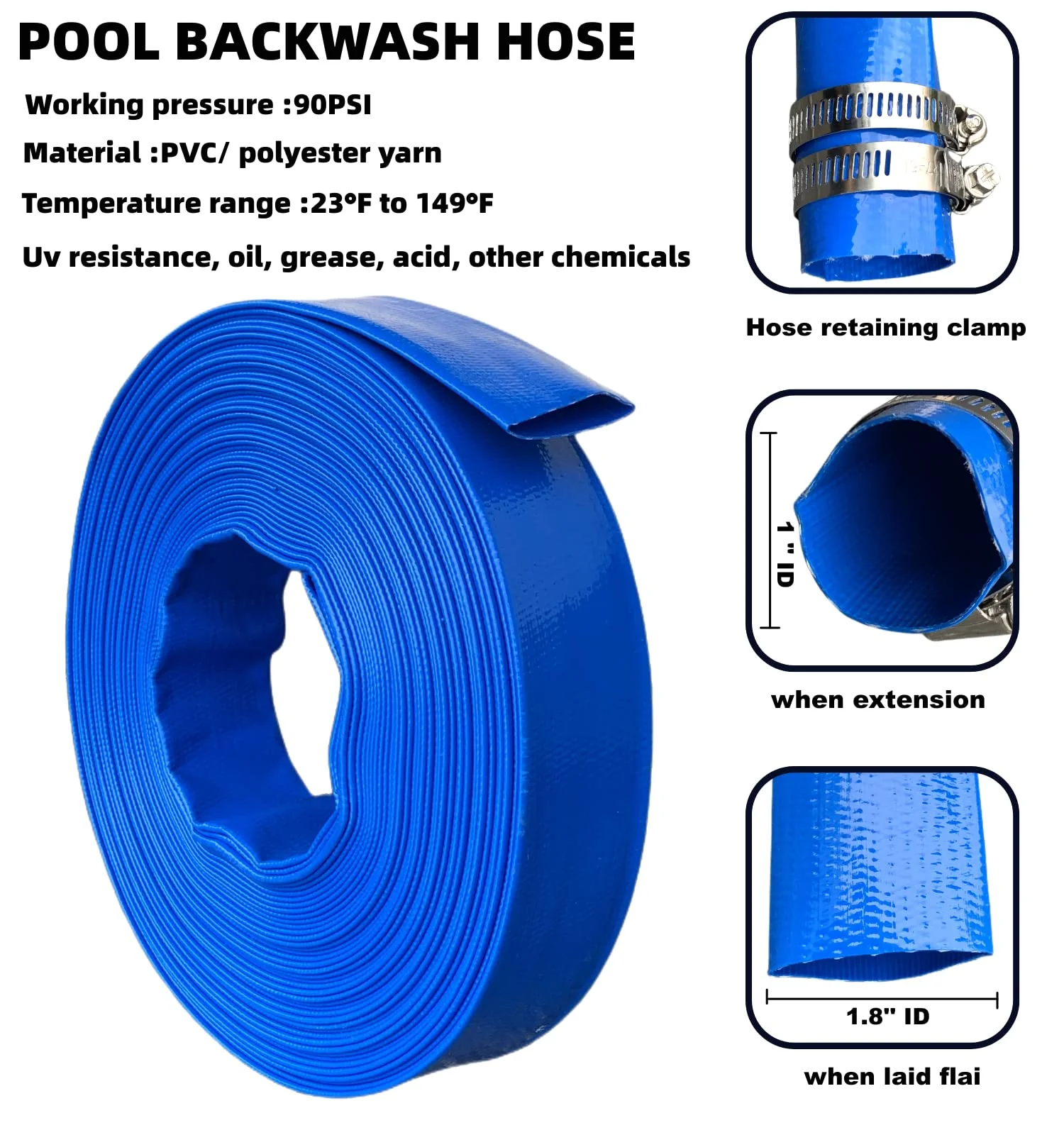 1 Inch Backwash Hose - 25Ft Heavy Duty Flat Discharge, Weather & Burst Resistant, Best Hose for Inground Pools & Pool Filter/Drain - Image 5