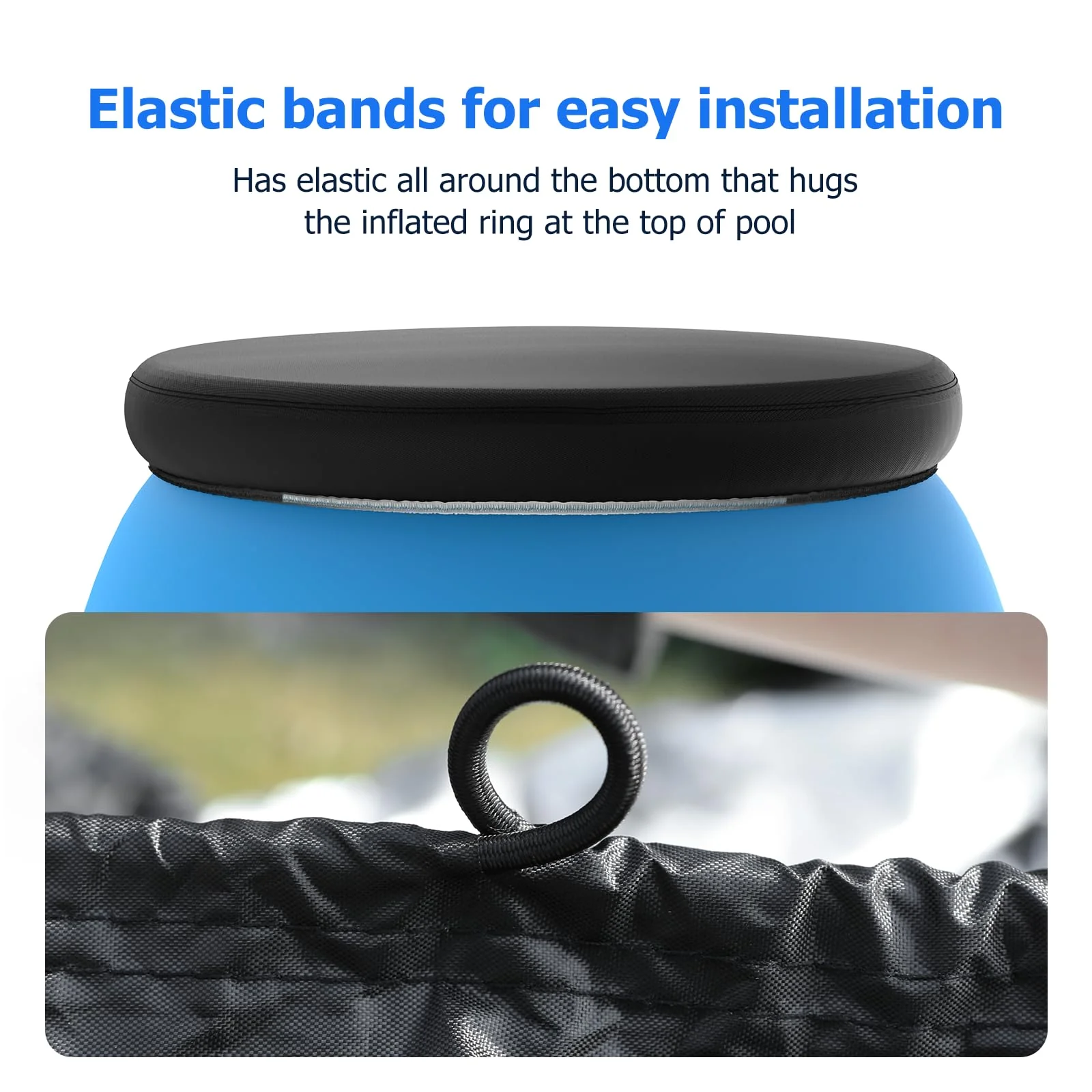 10 ft Round Pool Cover, Compatible with Intex/Bestway Outdoor Round Inflatable Above Ground Swimming Pool, Elastic Bands for Easy Installation, No Drain Holes, Prevent Leaves, Debris and Dust - Image 6
