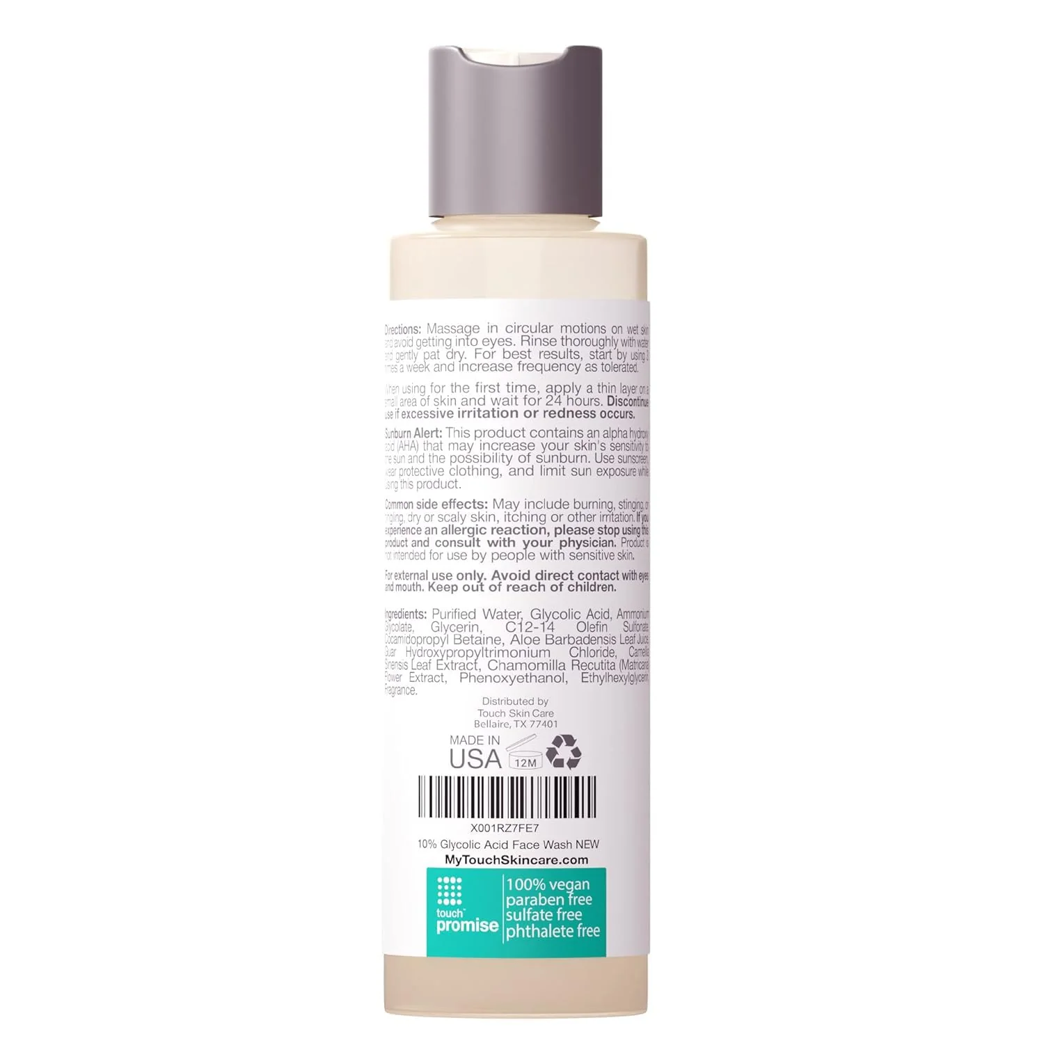 10% Glycolic Acid Face Wash - Exfoliating, Non Drying & Foaming AHA Cleanser - Anti-Aging, Skin Tone & Texture, Wrinkles, Pores, Blackheads - Sulfate Free, Oil Free, & Low PH - 6 oz. - Image 3