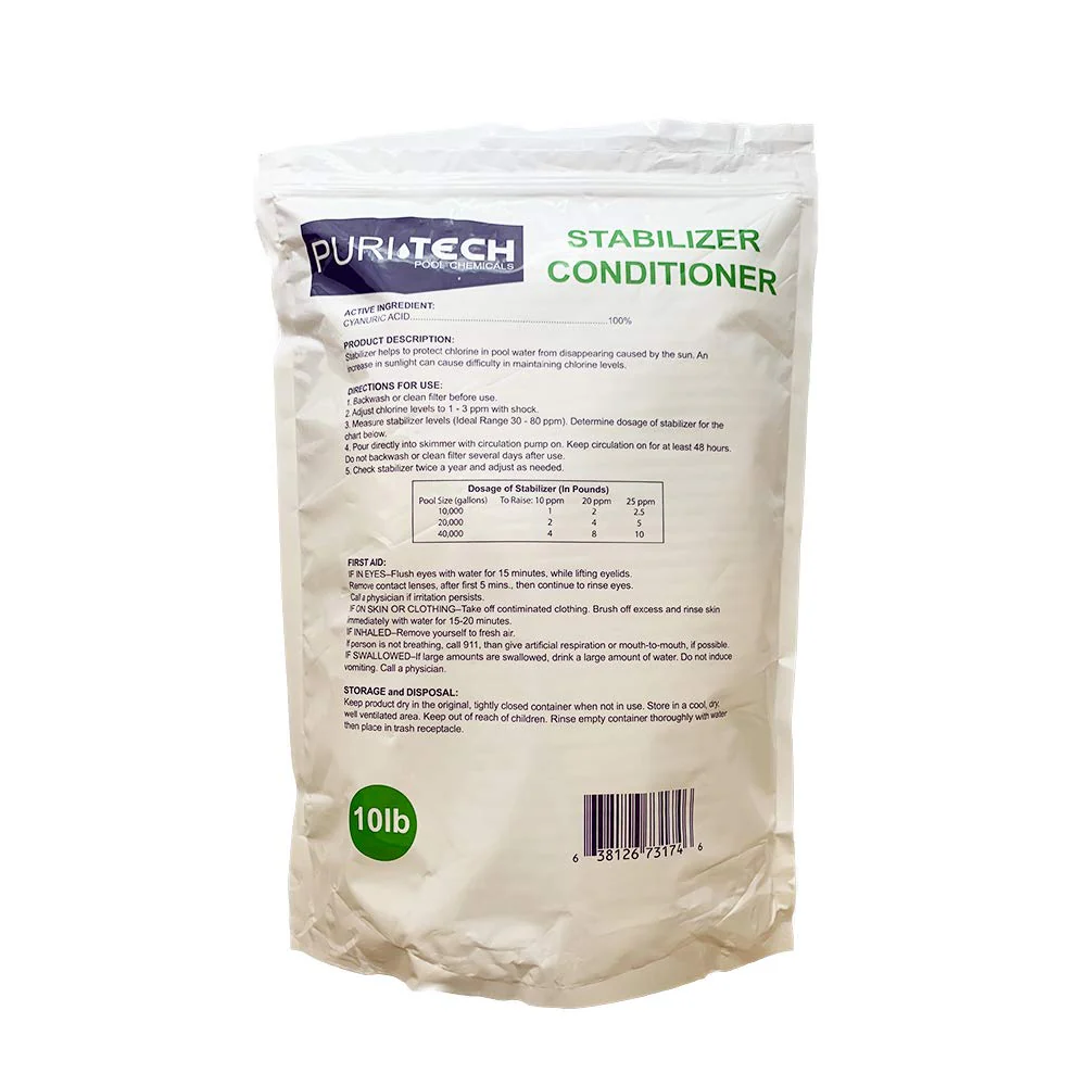 10 lbs PuriTech Stabilizer Conditioner Cyanuric Acid UV Protection for Swimming Pools and Spas - Image 6