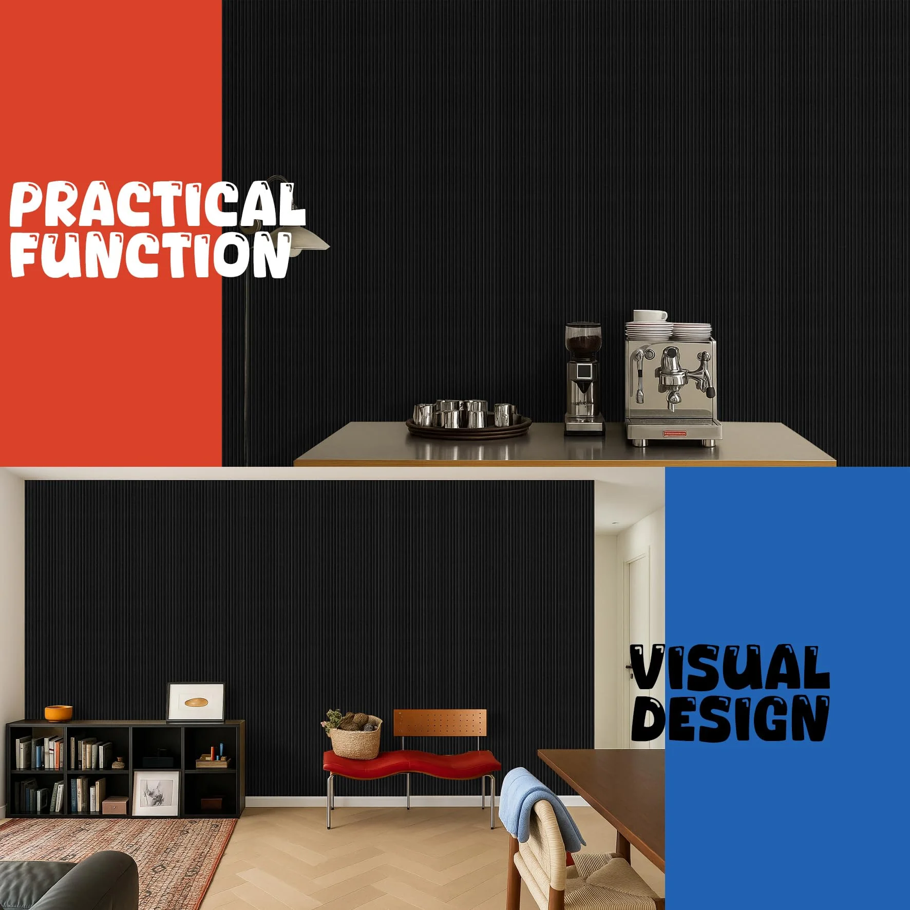 10 Pack Acoustic Panels,47.2”x23.6“x0.4” Acoustic Wall Panels,Large Soundproof Panels,Self-Adhesive Sound proof Panels for Walls,Acoustic Treatment for Recording Studio&Office,Black - Image 2