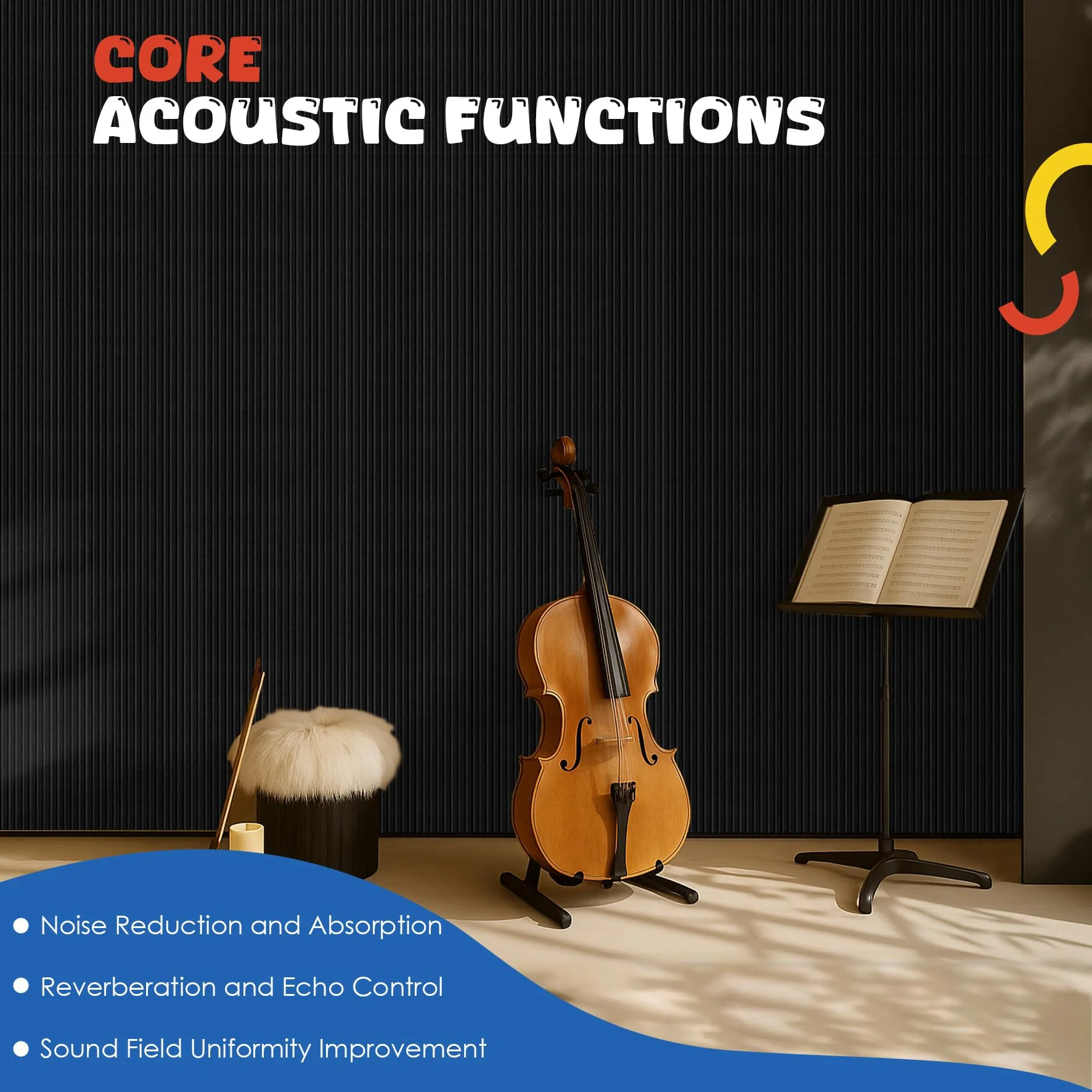 10 Pack Acoustic Panels,47.2”x23.6“x0.4” Acoustic Wall Panels,Large Soundproof Panels,Self-Adhesive Sound proof Panels for Walls,Acoustic Treatment for Recording Studio&Office,Black - Image 8