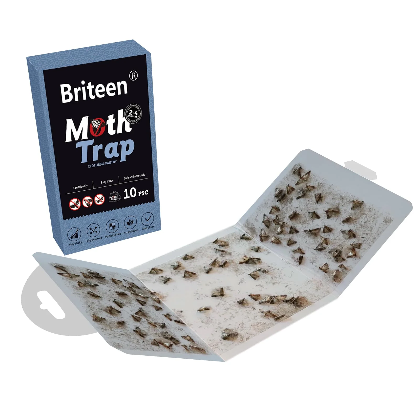 10 Pack Pantry Moth Traps Safe and Effective for Food and Clothing- Glue Traps with Pheromones for Wool Closet Carpet Food and Cupboard - Image 4