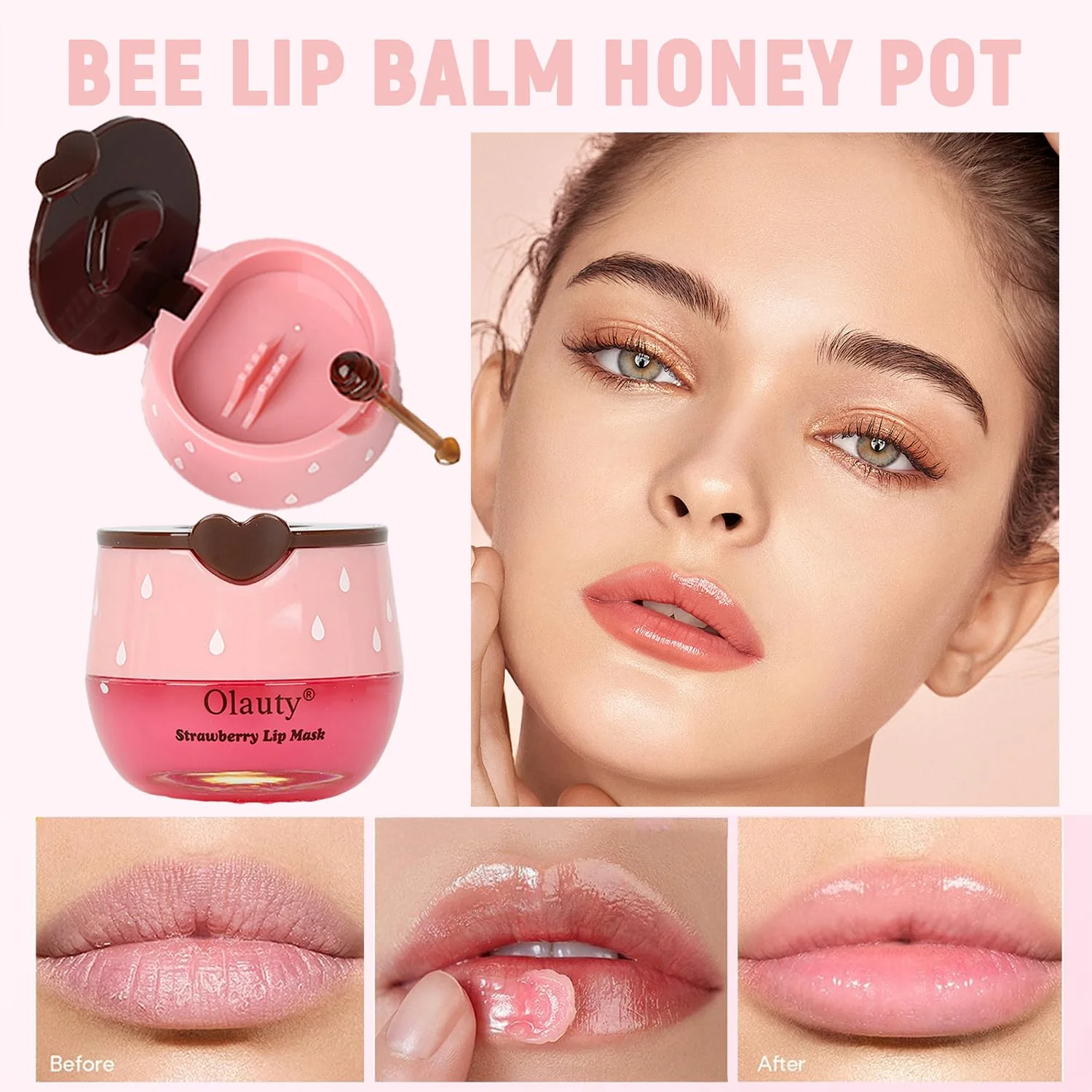 10 PCS Bee Lip Balm Honey Pot, Strawberry, Watermelon, Apple Lime, Cherry, Mint, Coconut, Aloe, Grapes & Peach Flavors, Honey Lip Balm Bulk, Moisturizing Lip Mask Overnight, Mothers Day Gifts - Image 8