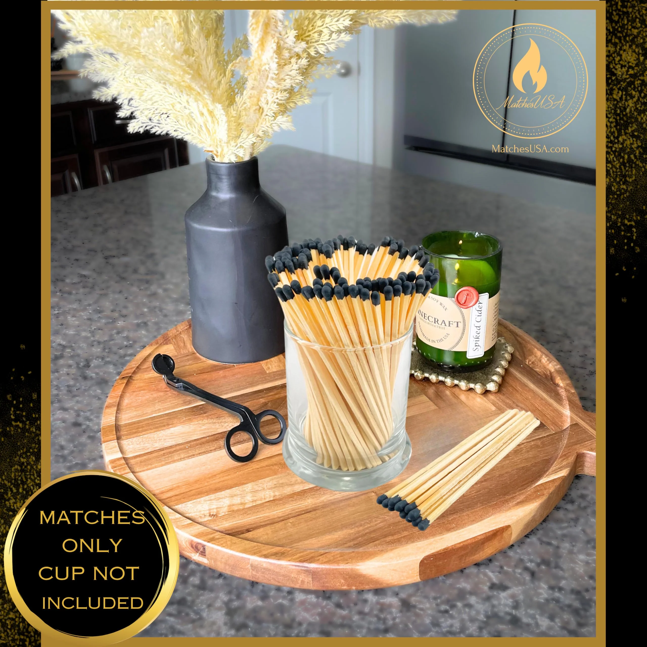 100 Count | 5.5" Black Safety Matches | Strikers Included | Color Tip Wooden Match | Refill for Matchstick Jars, Candle Display, Holders & Bottles | 5 1/2 in inches Long - Image 3