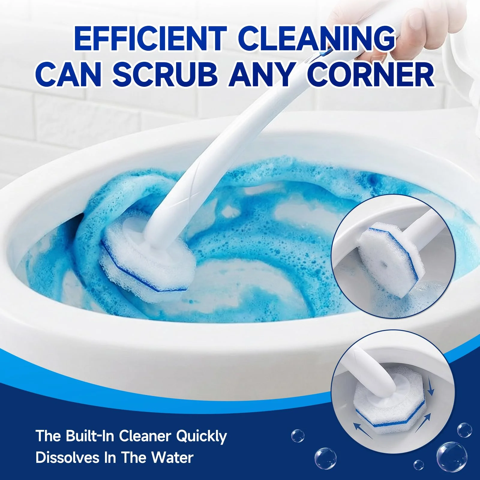 100 Count Toilet Wand Refills Compatible for Clorox, 5X Cleaning Power Toilet Bowl Cleaners & High-Density Disposable Toilet Brush Scrubber - No Falling Apart, Instant Foam Cleaning - Image 5