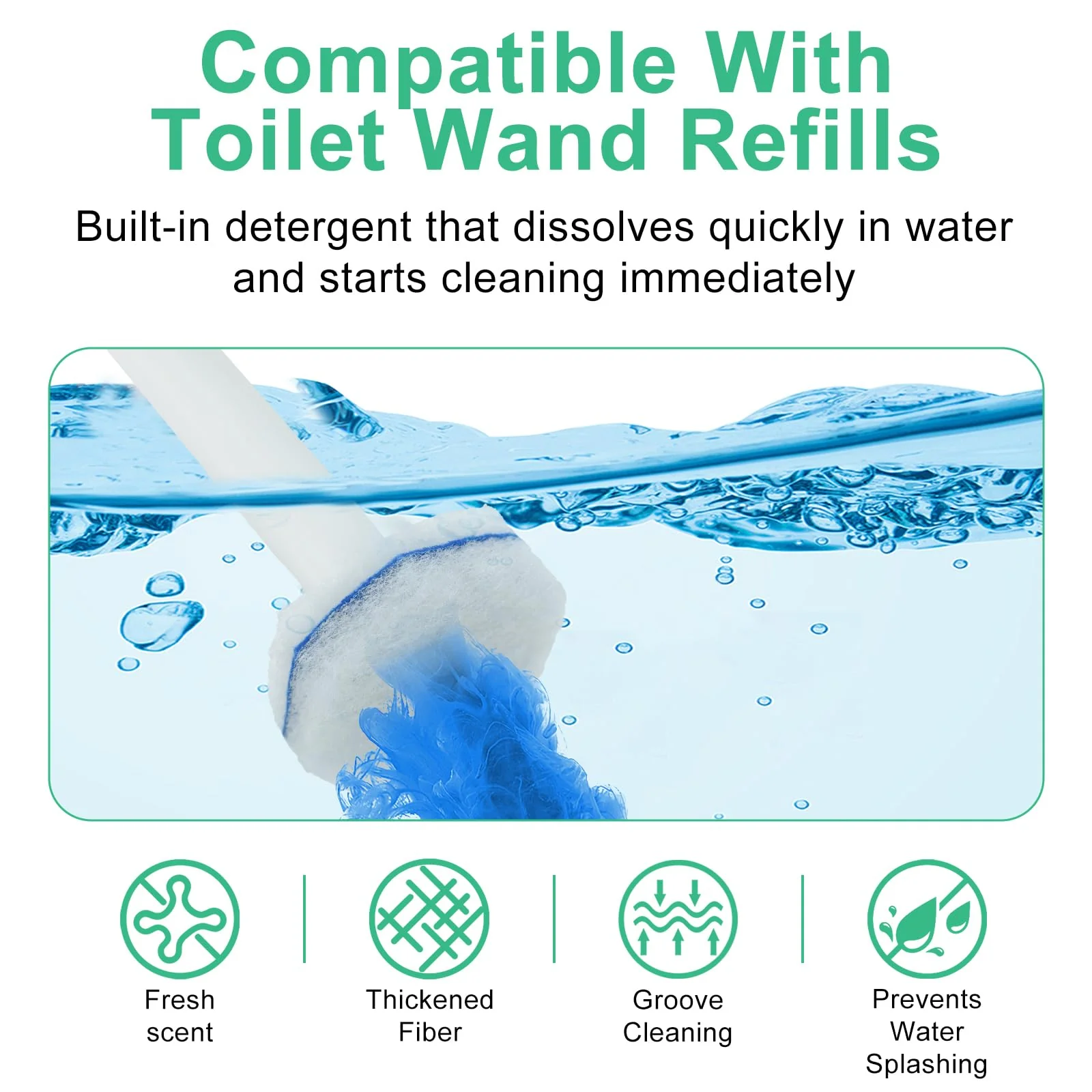 100 Count Toilet Wand Refills for Clorox, Disposable Toilet Brush Compatible with Clorox ToiletWand Cleaning System, Upgrade Fiber Bowl Cleaner Brush for Closestool Cleaning - Image 6