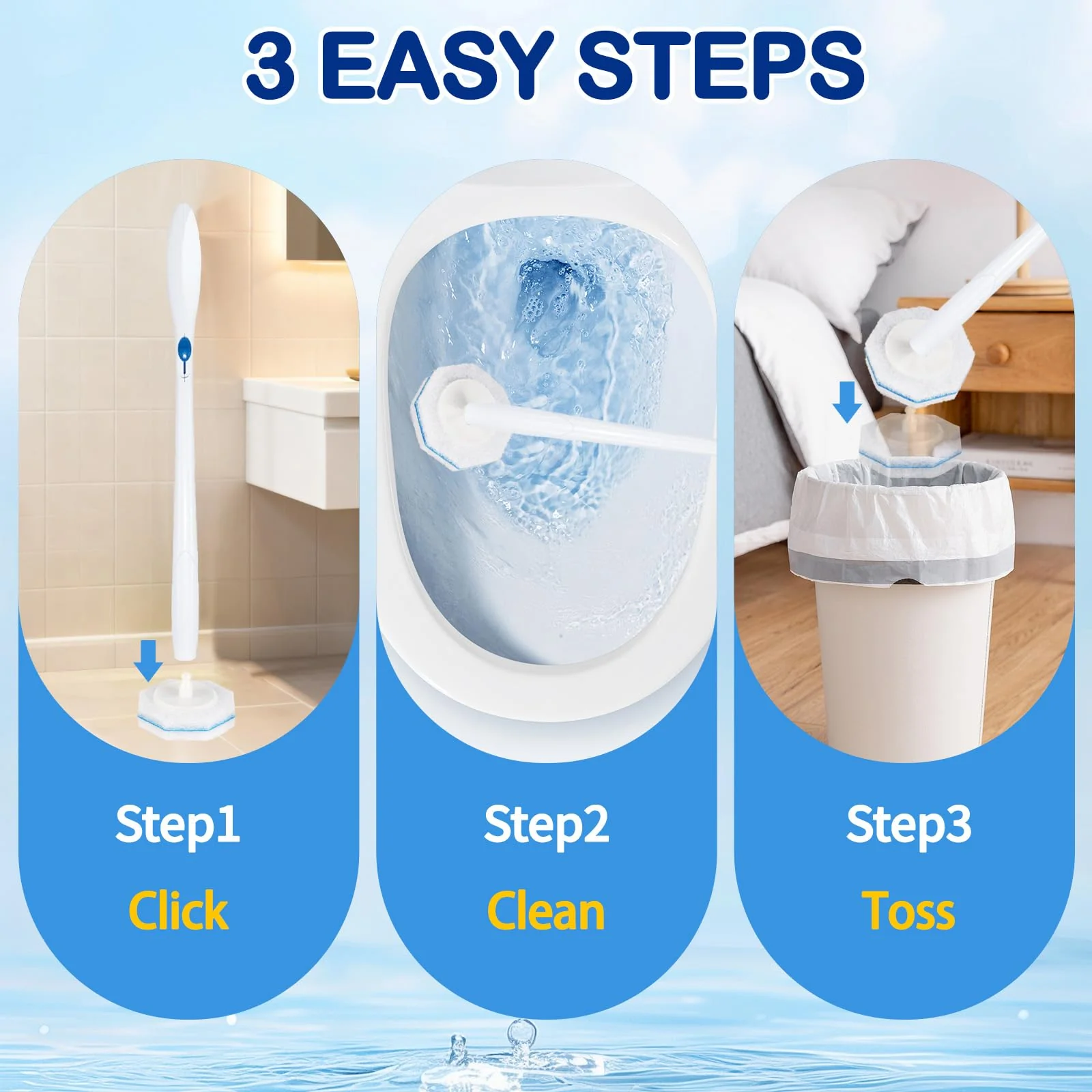 100 Count Toilet Wand Refills for Clorox Toilet Wand - Disposable Toilet Brush Refills, Replacement Heads for Clorox Toilet Wand Refills, 5X Cleaning Power | 360° Efficient Cleaning | No Falling Apart - Image 2