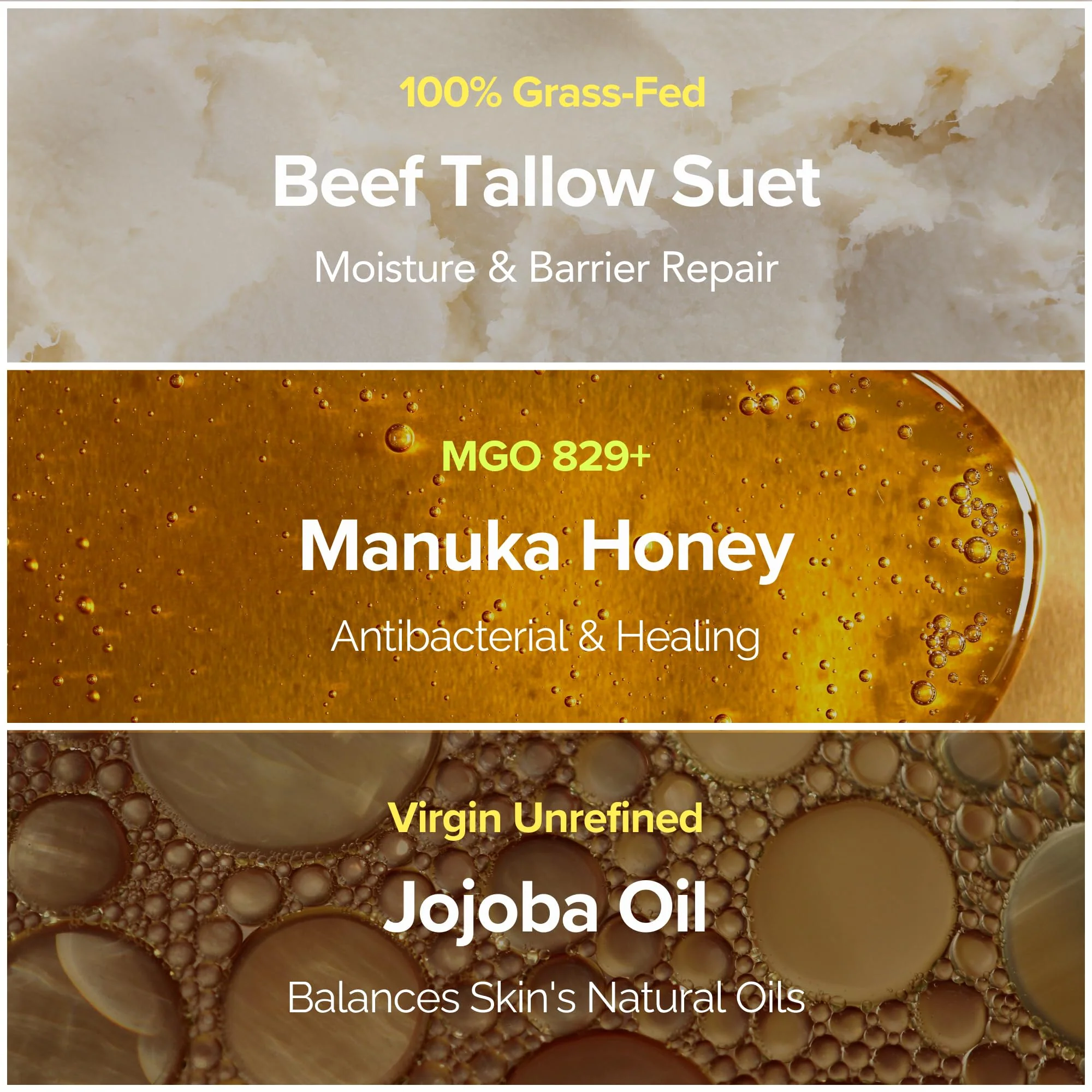 100% Grass-Fed Suet Beef Tallow and Manuka Honey Balm Natural Moisturizer Cream for Face & Body Eczema Relief Cream Moisturizer for Dry Skin Pure Tallow Face Moisturizer for Sensitive Skin - Image 6