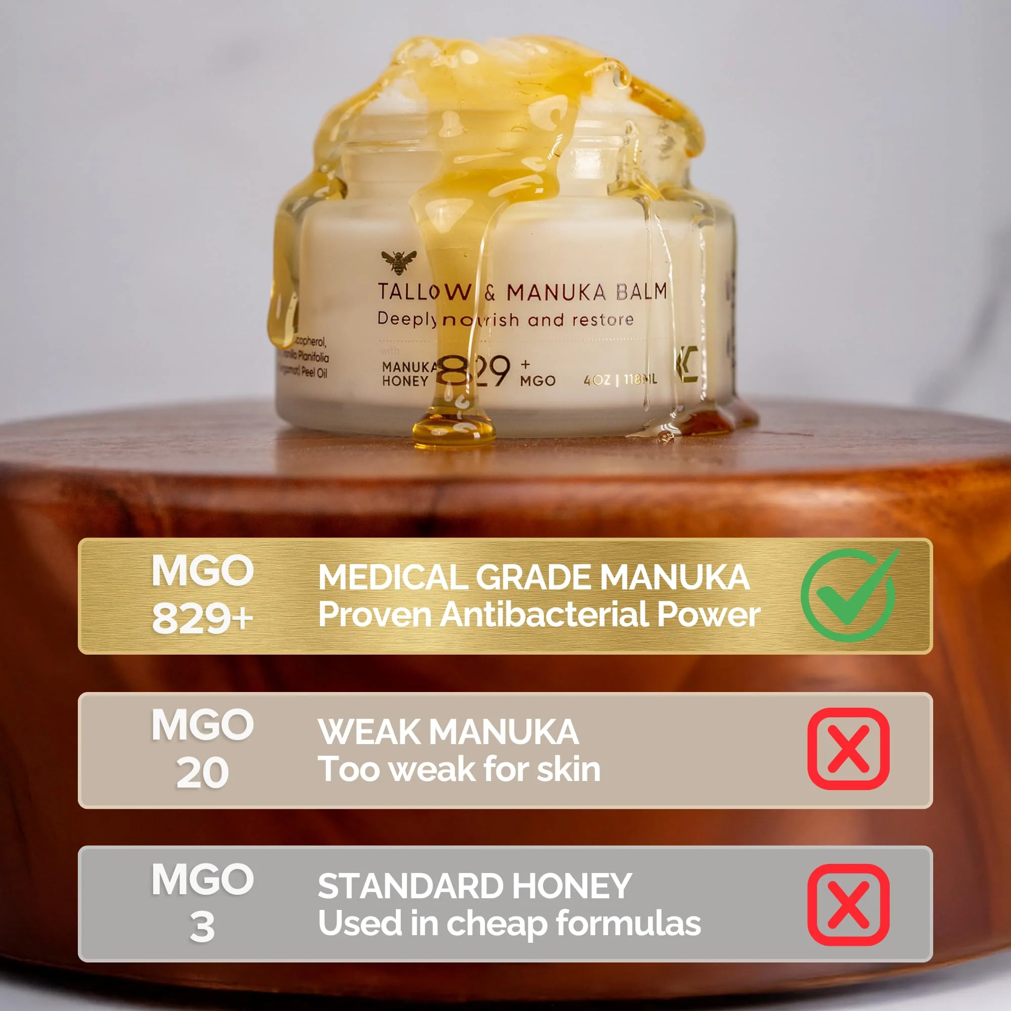 100% Grass-Fed Suet Beef Tallow and Manuka Honey Balm Natural Moisturizer Cream for Face & Body Eczema Relief Cream Moisturizer for Dry Skin Pure Tallow Face Moisturizer for Sensitive Skin - Image 8