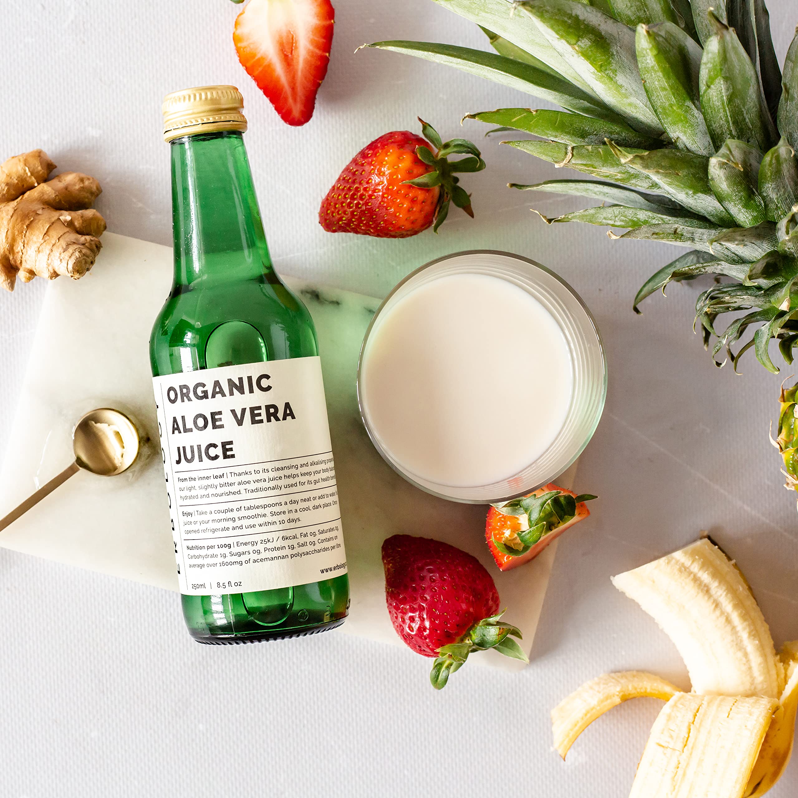 100% Organic Aloe Vera Juice 8.5 fl oz - Supports Immunity & Gut Health - Straight from Farm in Spain - Undiluted - No Added Sugar or Artificial Preservatives - Non-GMO - Recyclable Glass Bottle - Image 6