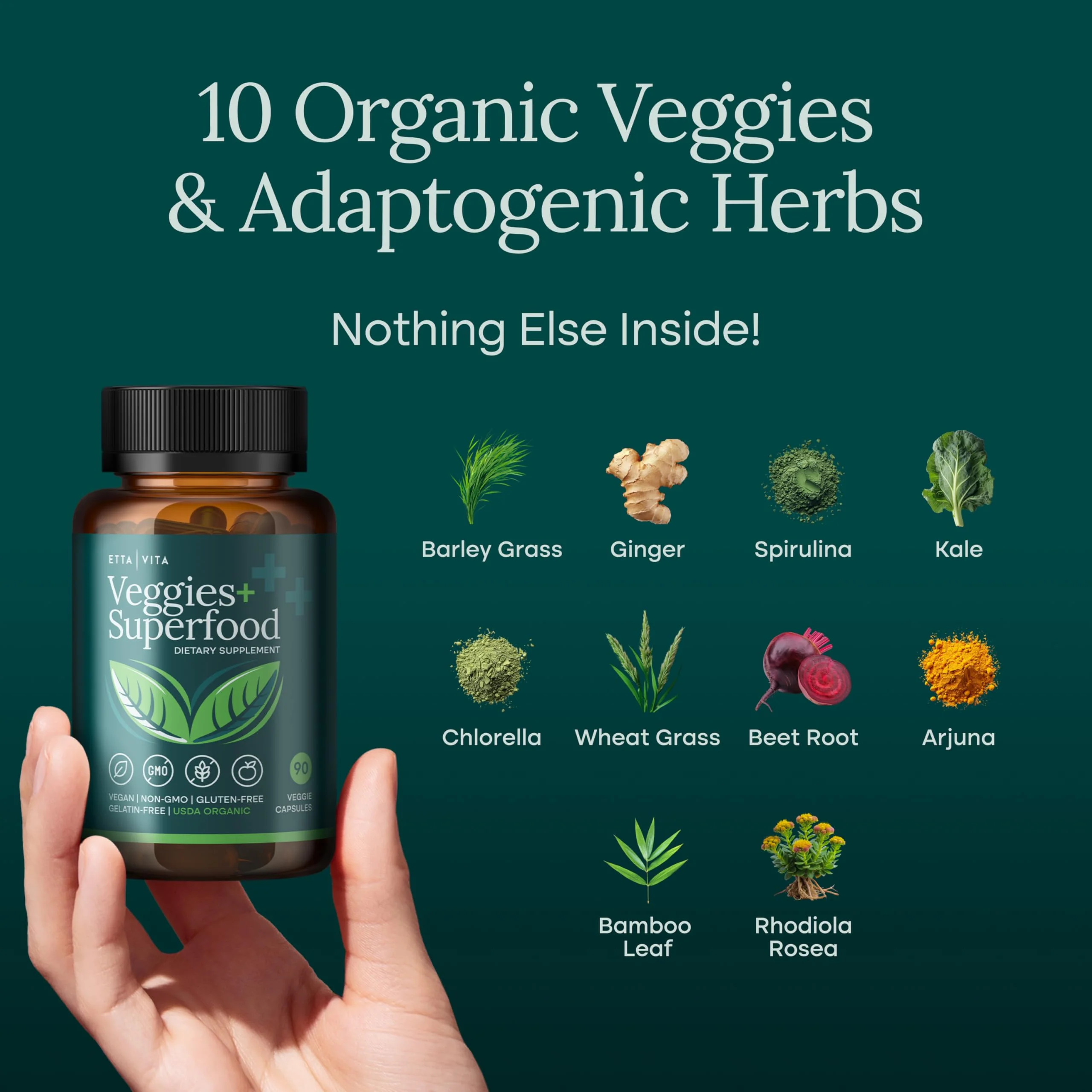 100% Organic Fruits and Veggies Supplement (USDA Organic - Made in USA) 180 Potent Fruits and Vegetable Capsules for Energy Boost & Daily Fruit and Vegetable Vitamins - Vegan, Non-GMO, Gluten-Free - Image 5