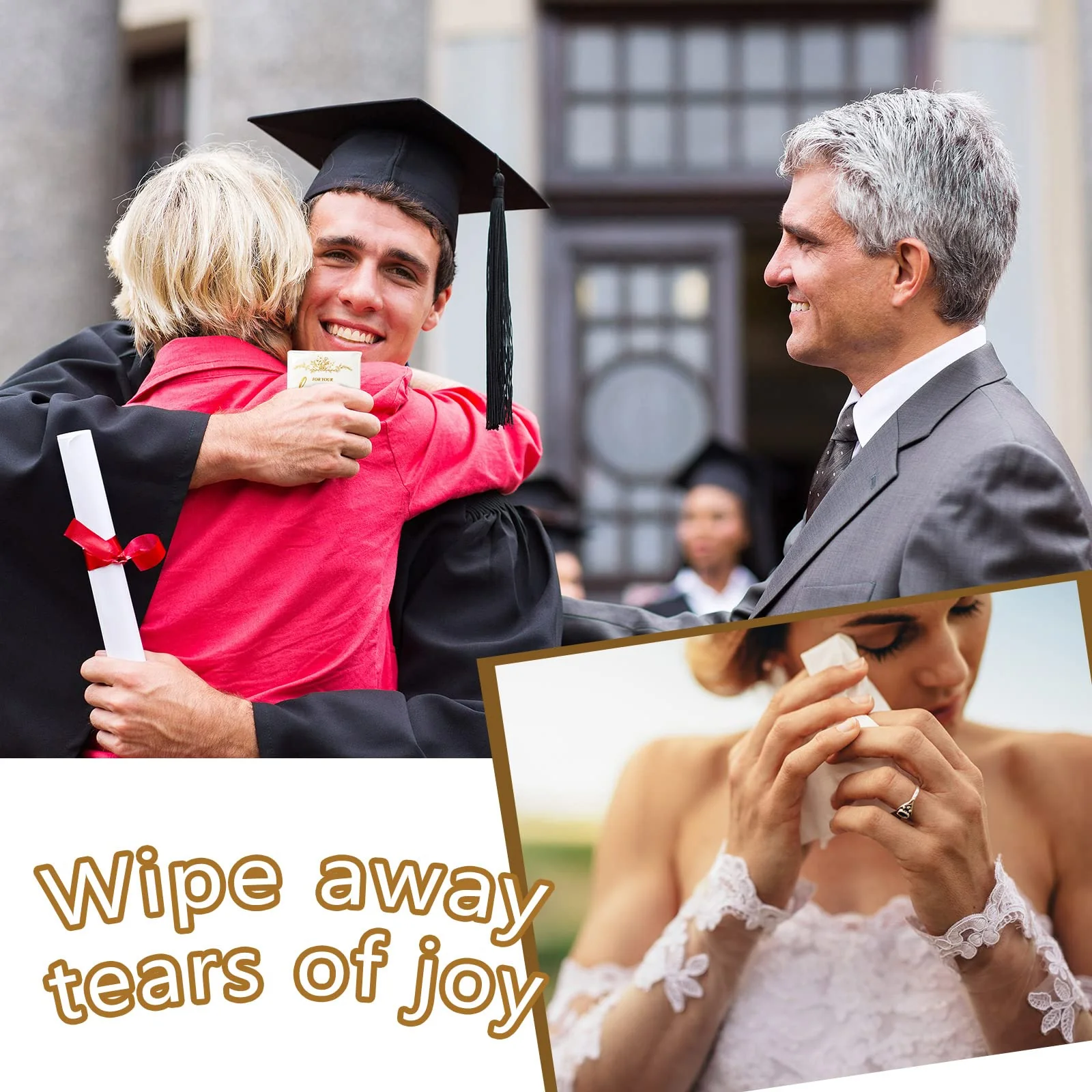 100 Pack For Your Happy Tears Wedding Tissues for Guests 3 Ply Pocket Size, Individual Travel Facial Tissue Packs for Wedding Party Favors(Classic) - Image 3
