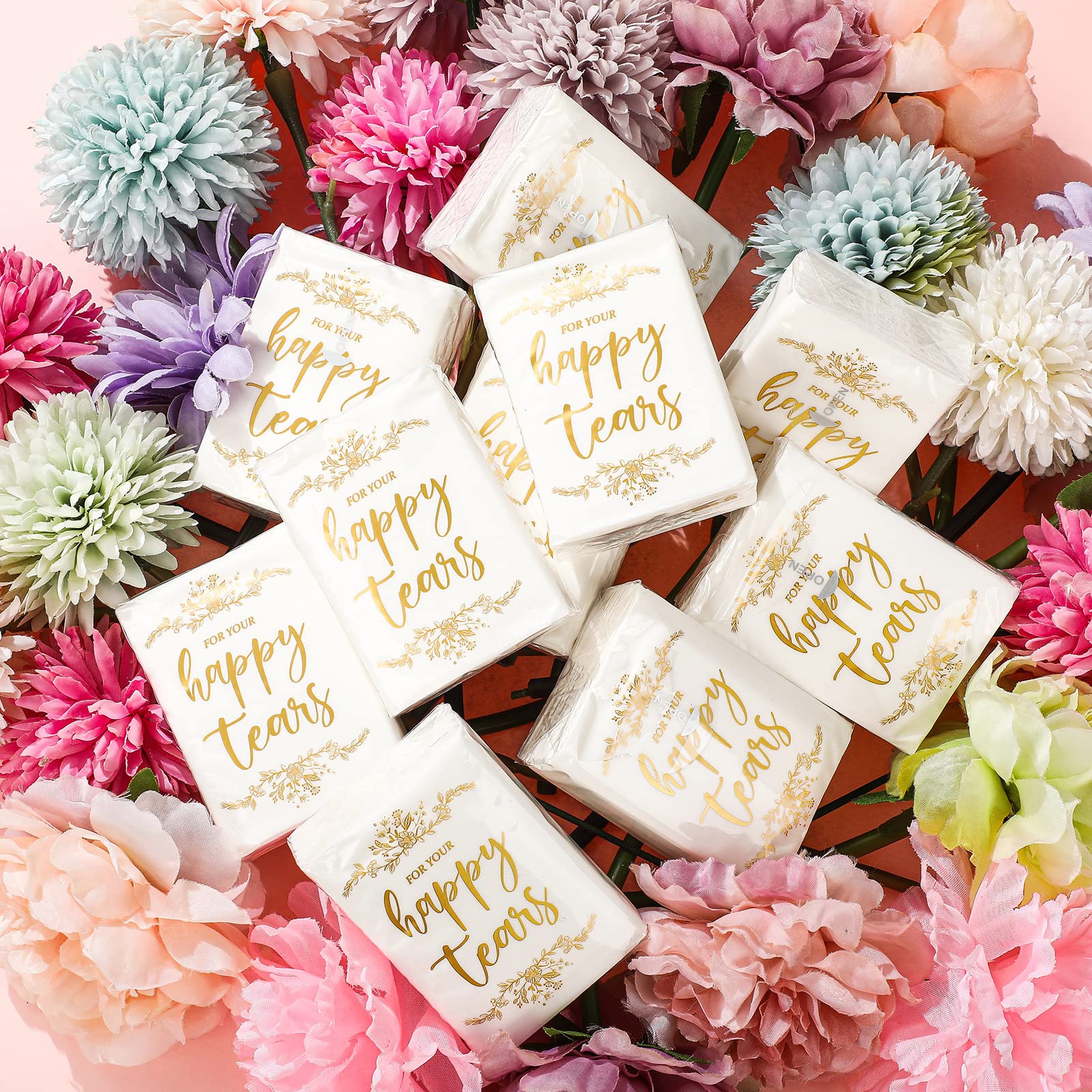100 Pack For Your Happy Tears Wedding Tissues for Guests 3 Ply Pocket Size, Individual Travel Facial Tissue Packs for Wedding Party Favors(Classic) - Image 4