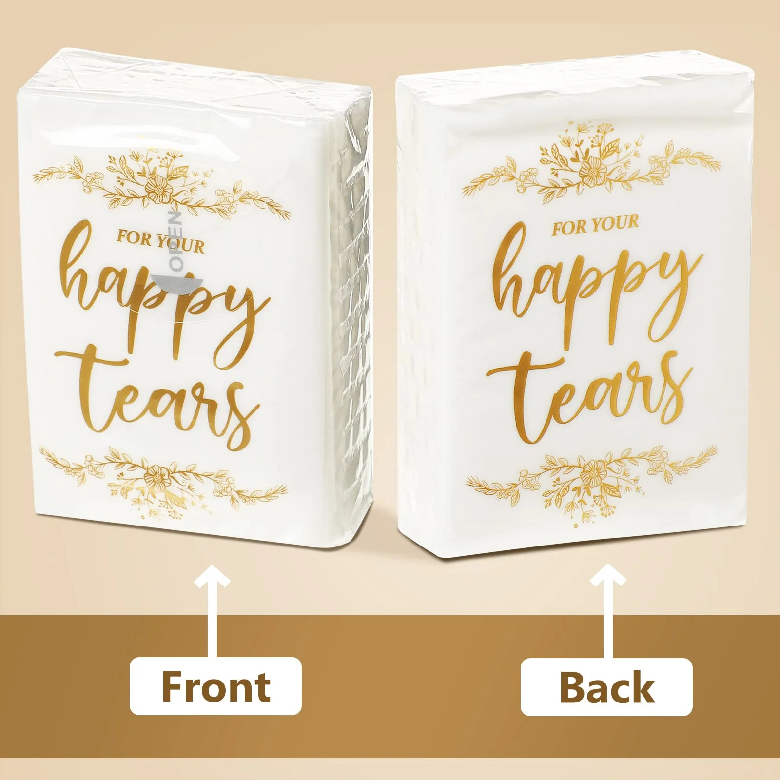 100 Pack For Your Happy Tears Wedding Tissues for Guests 3 Ply Pocket Size, Individual Travel Facial Tissue Packs for Wedding Party Favors(Classic) - Image 5