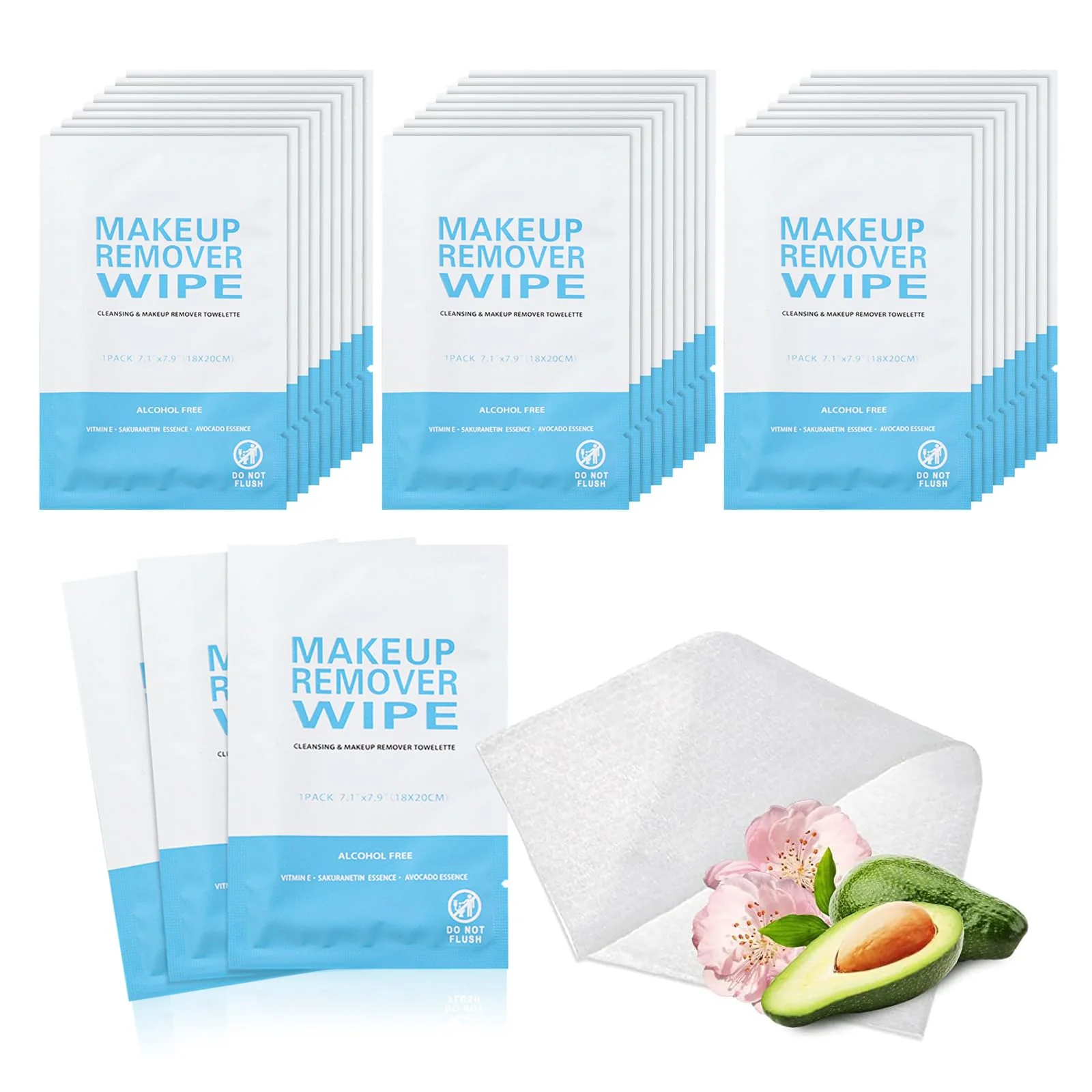 100 Pack Individual Makeup Remover Wipes Bulk,Individually Wrapped Face Cleansing Wipes, Travel Makeup Remover Cloth for Travel Hotel Skin Care Face Cleansing