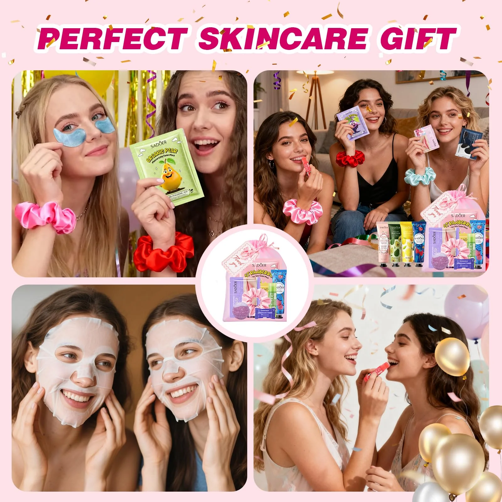 100 PCS Spa Party Supplies for Girls , Spa Party Favors Include Face Masks Skincare, Hand Cream, Lip Balm, Under Eye Patches, Lip Mask and Foot Bath Bombs, Spa Birthday Sleepover Party Supplies - Image 6