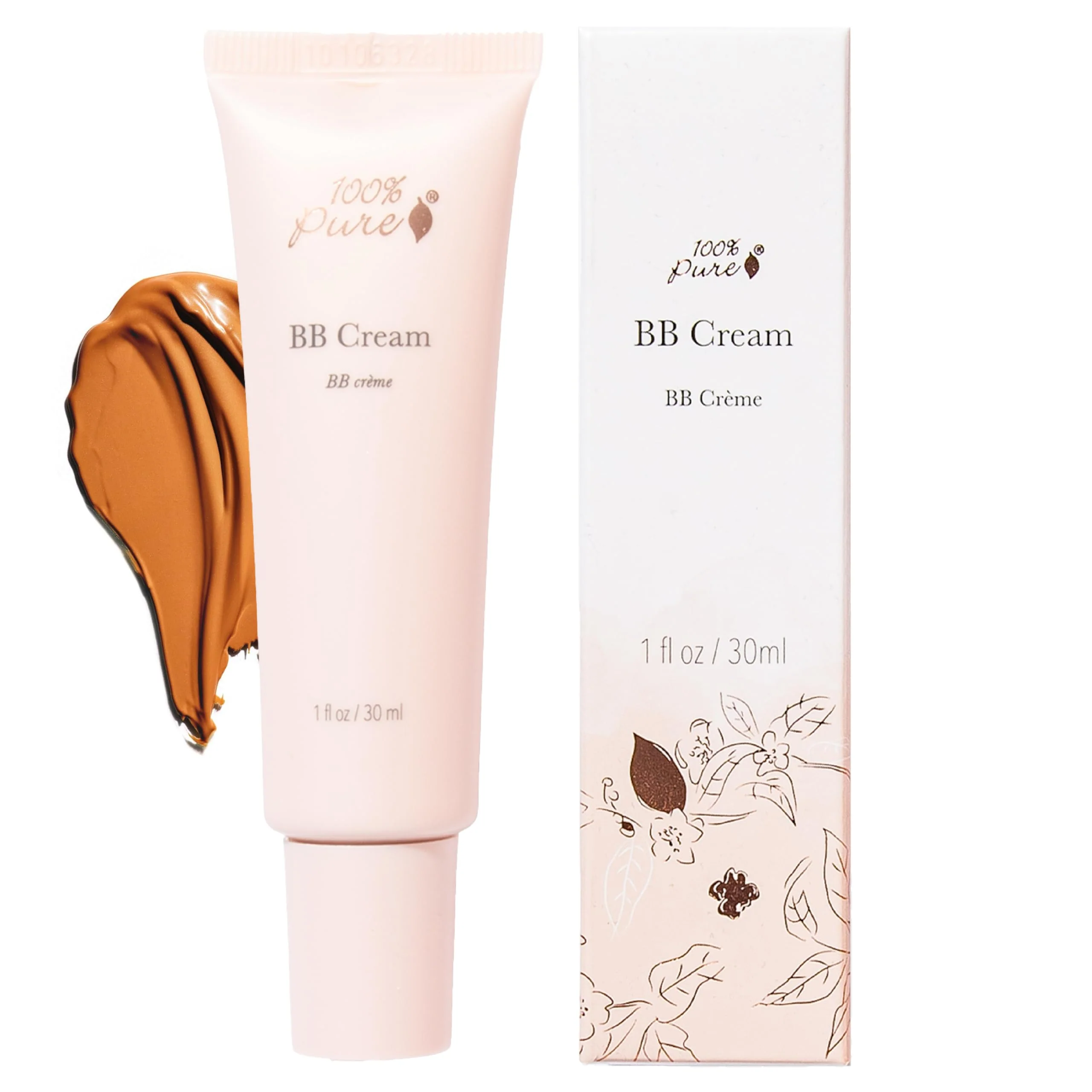 100% PURE BB Cream Shade 30 Radiance Full Face Coverage Skin Care & Glow - All-In-One Primer Concealer & Foundation Makeup - Shimmery, Dewy Youth Tan Color w/Warm Golden Undertone - Vegan - 1 Fl Oz