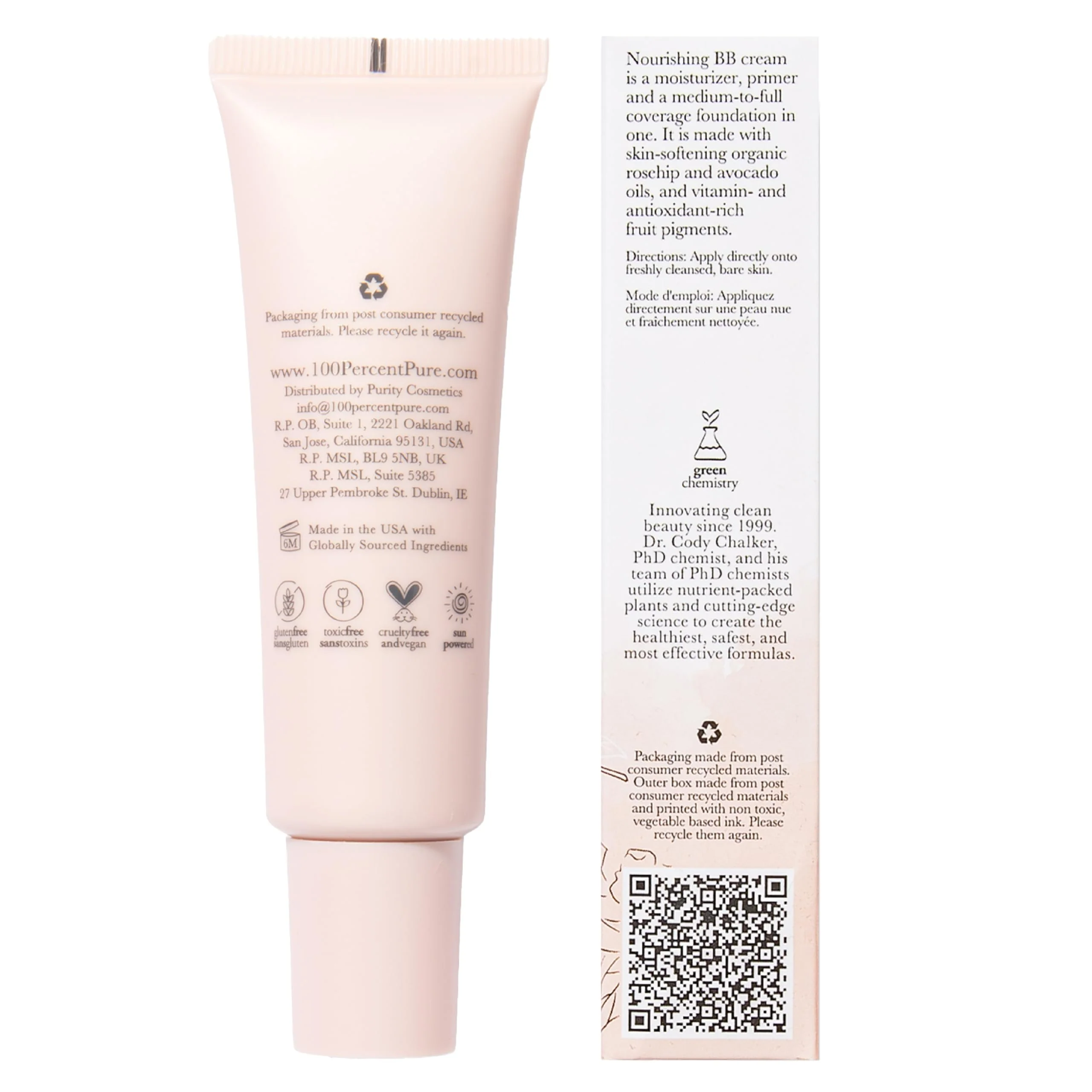 100% PURE BB Cream Shade 30 Radiance Full Face Coverage Skin Care & Glow - All-In-One Primer Concealer & Foundation Makeup - Shimmery, Dewy Youth Tan Color w/Warm Golden Undertone - Vegan - 1 Fl Oz - Image 2