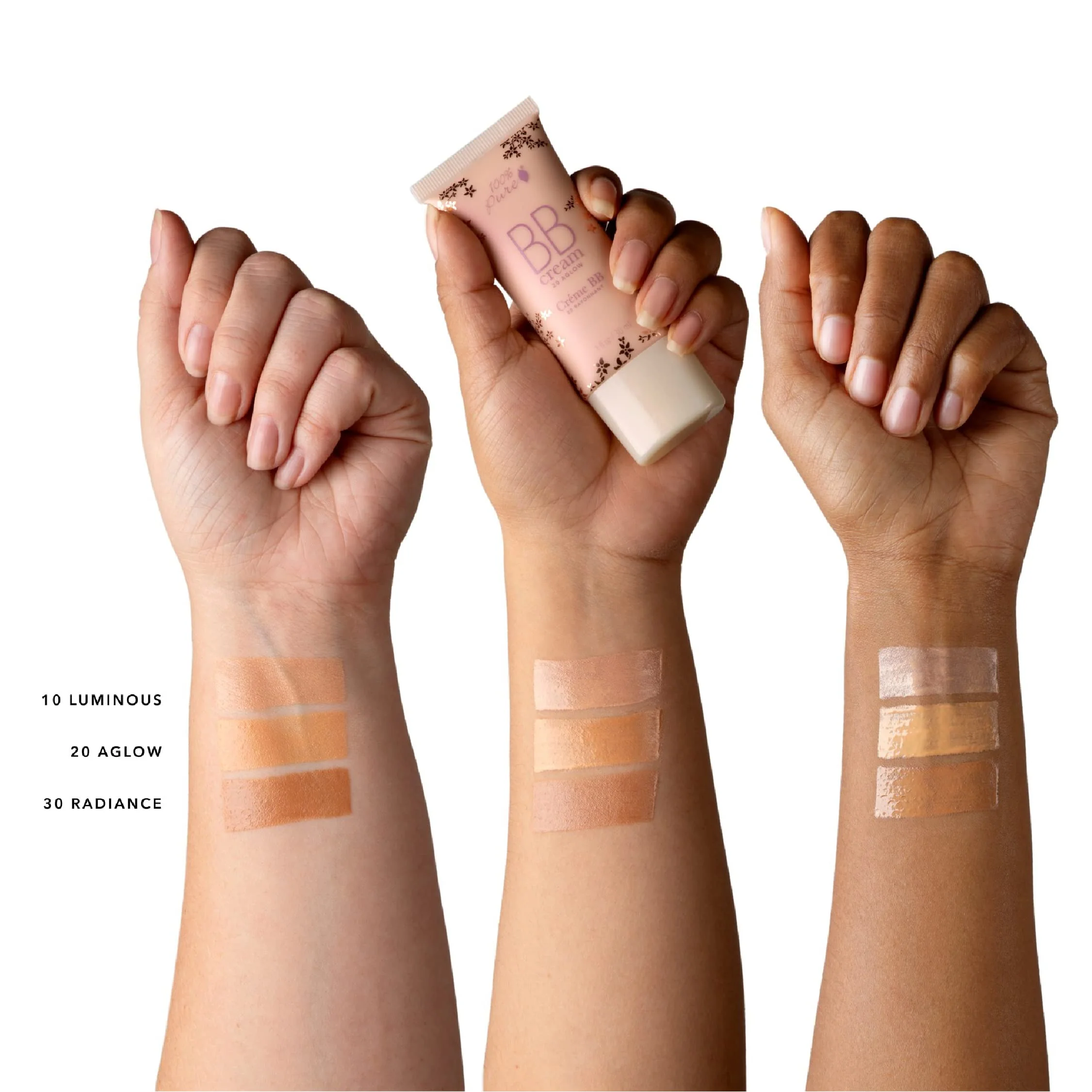 100% PURE BB Cream Shade 30 Radiance Full Face Coverage Skin Care & Glow - All-In-One Primer Concealer & Foundation Makeup - Shimmery, Dewy Youth Tan Color w/Warm Golden Undertone - Vegan - 1 Fl Oz - Image 5