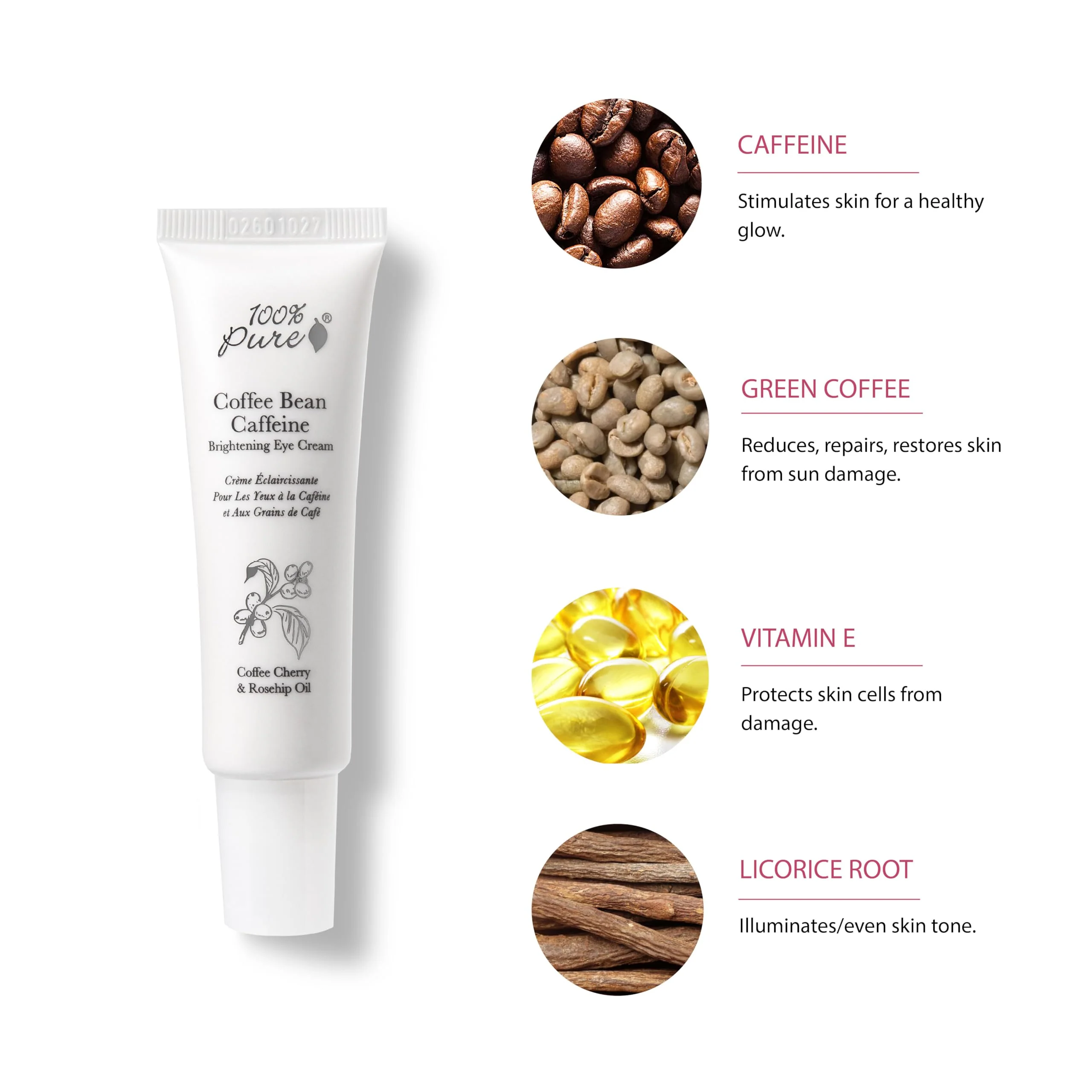 100% PURE Coffee Bean Caffeine Eye Cream Refresh & Hydrate Under Eye Treatment Reduce Puffiness, Dark Circles, Wrinkles with Green Tea, Rose Hip, Vitamin E - Youthful Vibrant Eyes - Vegan - 1 oz - Image 10