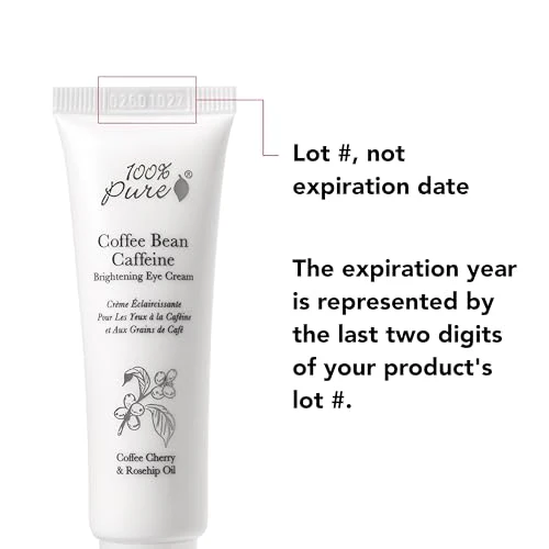 100% PURE Coffee Bean Caffeine Eye Cream Refresh & Hydrate Under Eye Treatment Reduce Puffiness, Dark Circles, Wrinkles with Green Tea, Rose Hip, Vitamin E - Youthful Vibrant Eyes - Vegan - 1 oz - Image 3