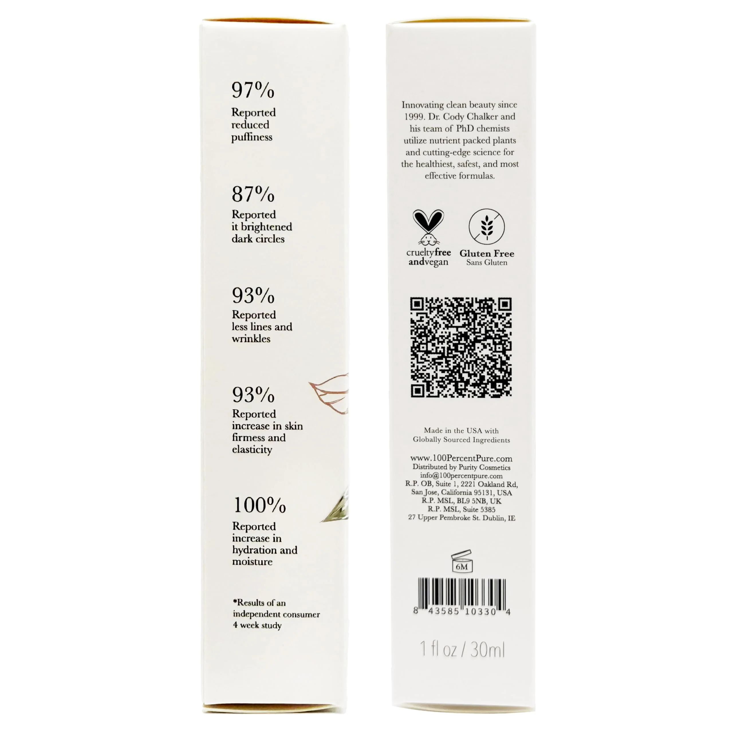 100% PURE Coffee Bean Caffeine Eye Cream Refresh & Hydrate Under Eye Treatment Reduce Puffiness, Dark Circles, Wrinkles with Green Tea, Rose Hip, Vitamin E - Youthful Vibrant Eyes - Vegan - 1 oz - Image 4