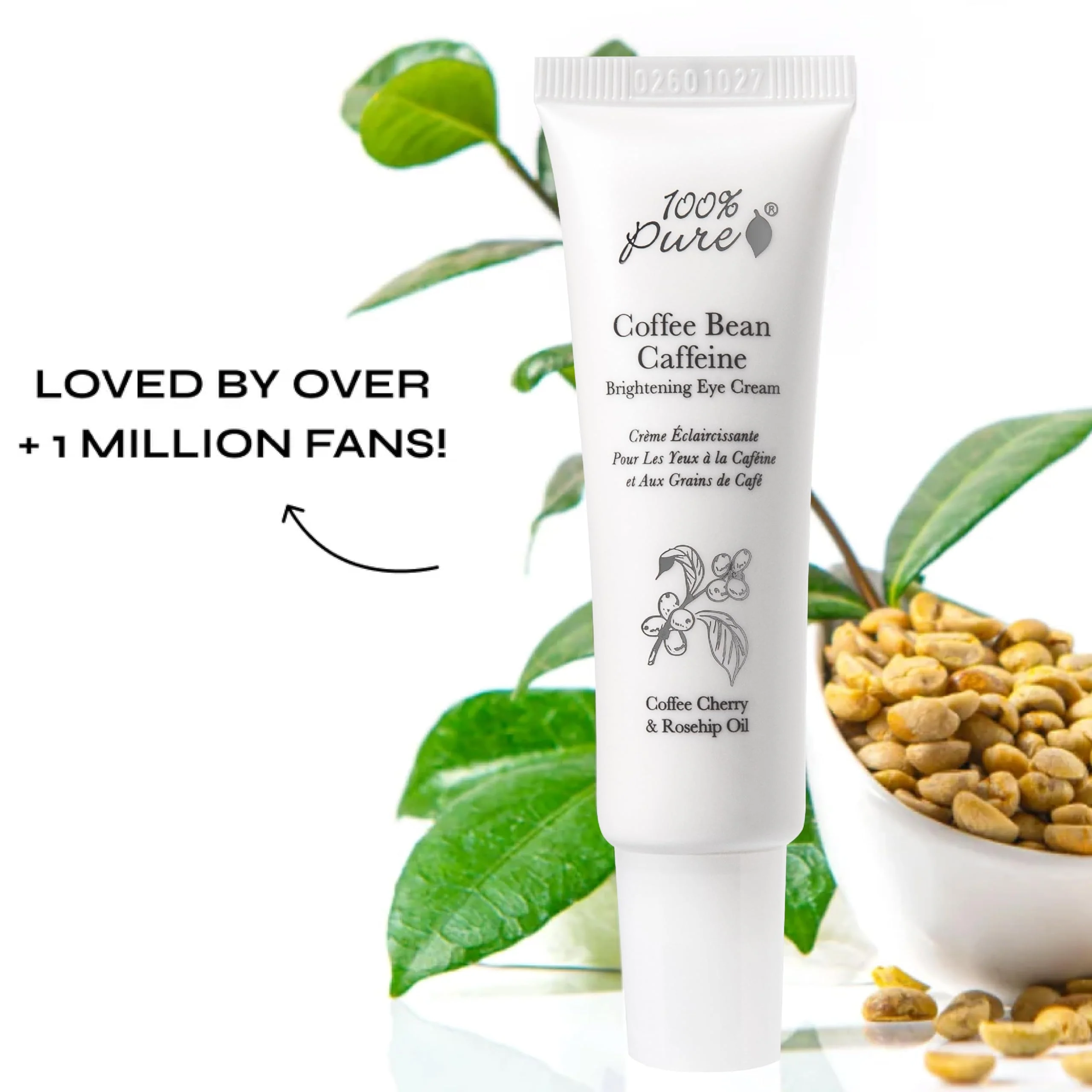 100% PURE Coffee Bean Caffeine Eye Cream Refresh & Hydrate Under Eye Treatment Reduce Puffiness, Dark Circles, Wrinkles with Green Tea, Rose Hip, Vitamin E - Youthful Vibrant Eyes - Vegan - 1 oz - Image 6