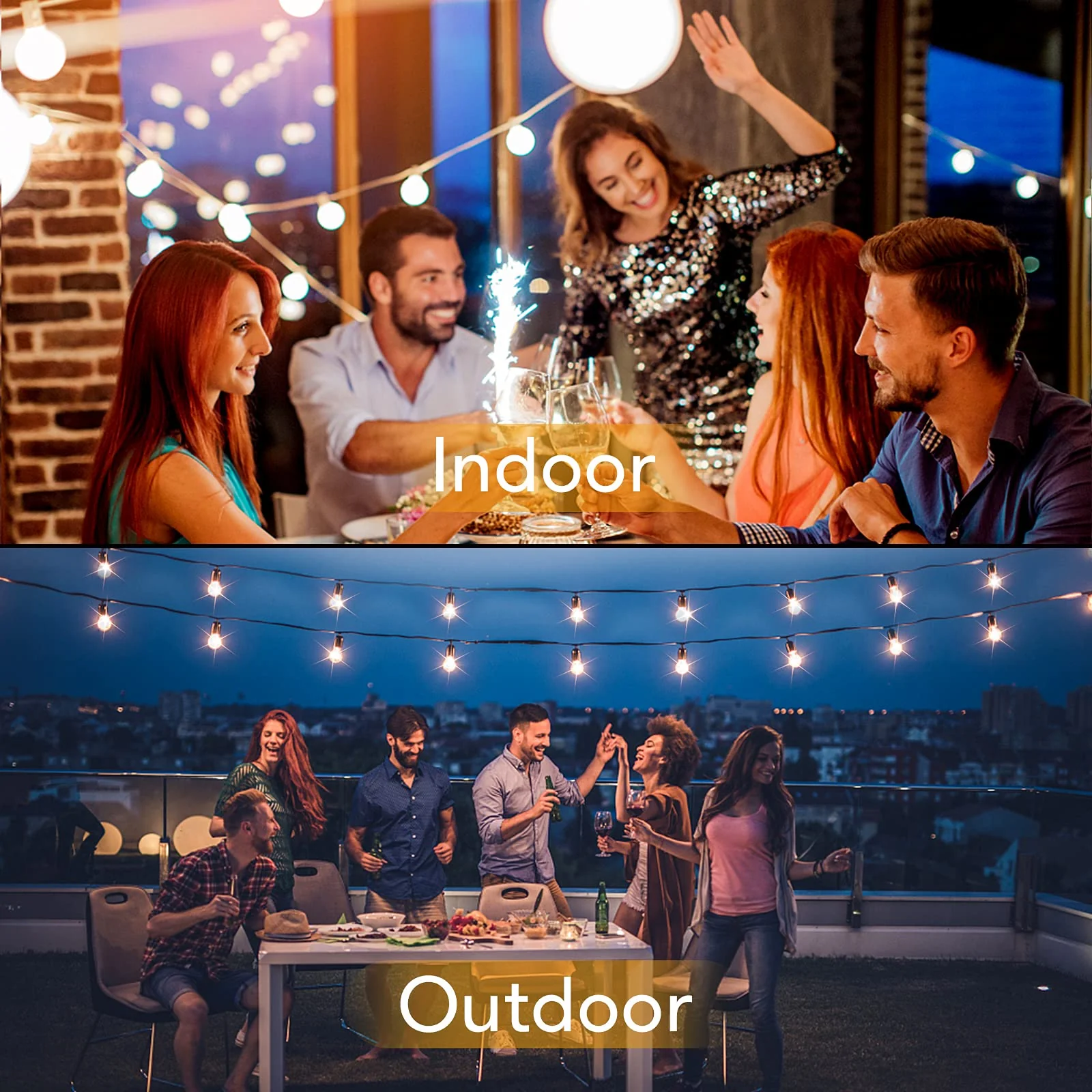 100FT LED Outdoor String Lights Patio Light with 52 Shatterproof G40 Dimmable Globe Bulb, 2-Pack 50FT Waterproof Outside Hanging String Light for Christmas Backyard Porch Balcony Gazebo Party - Image 7