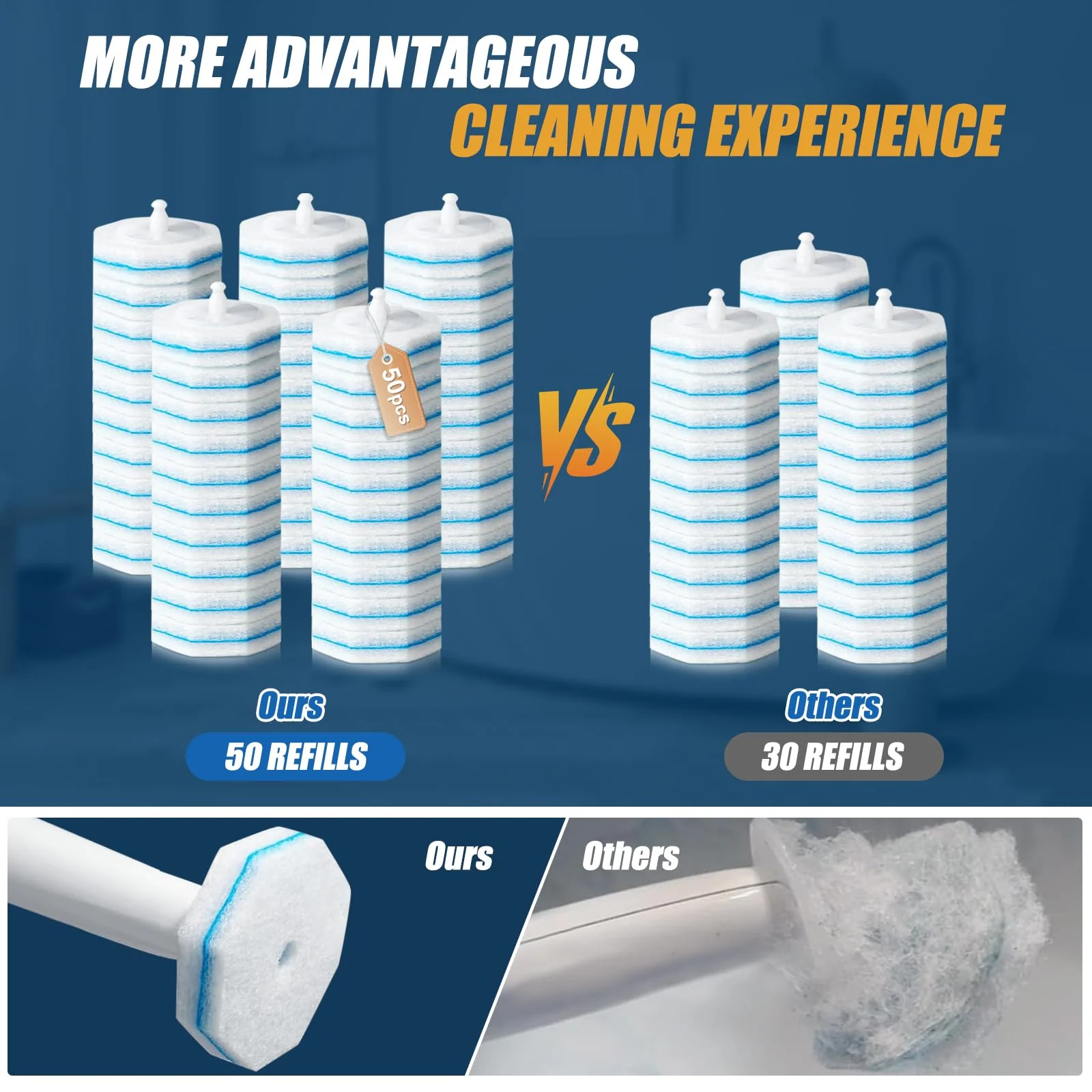 100PC Toilet Bowl Wand Refills, Replacement Heads for Bathroom Washroom Cleaning Pads, Disposable Toilet Brush Refills Compatible with Household Brushes Scrubbers Cleaning Refill Pads Local Stock - Image 7