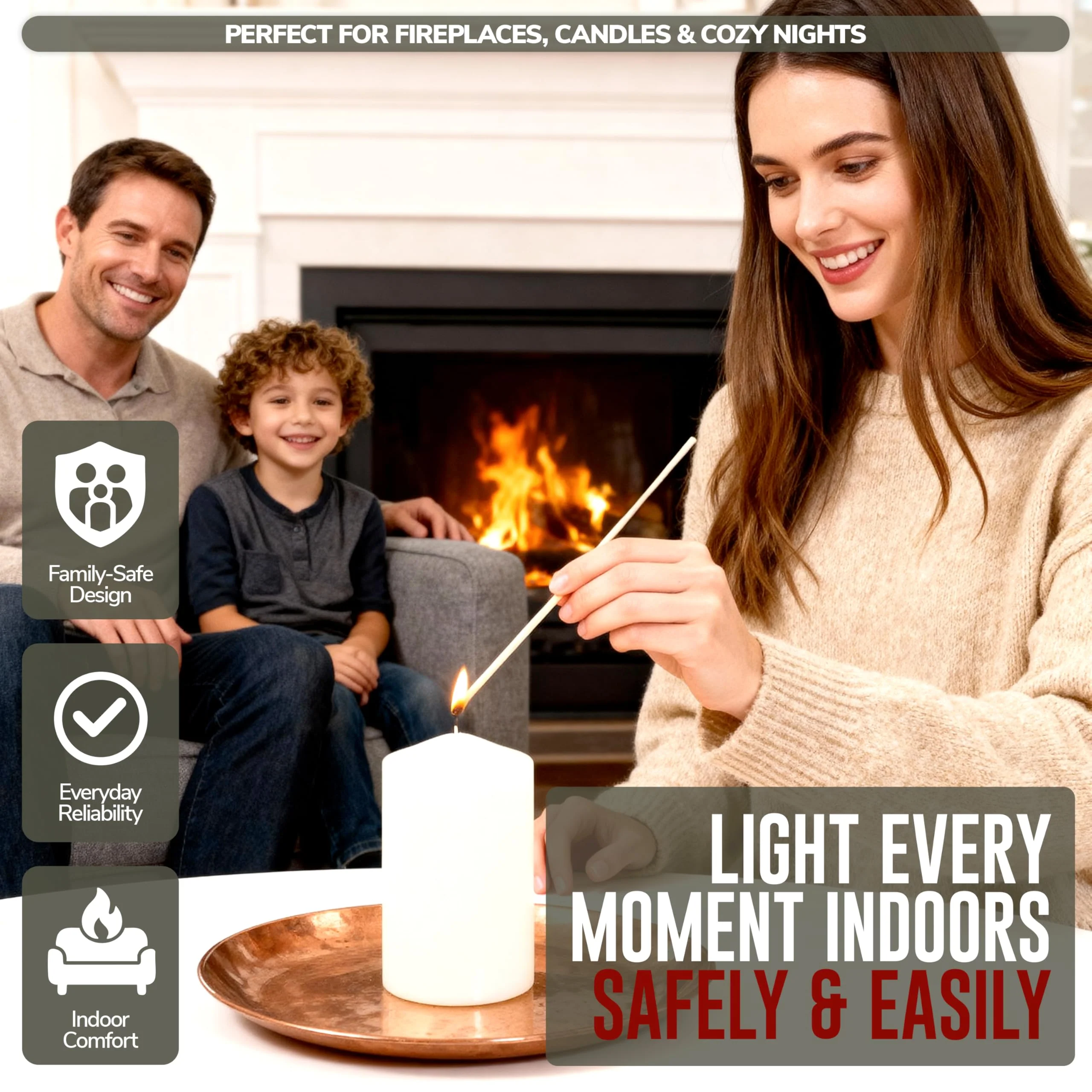 11-Inch Extra Long Wooden Safety Matches (9 Pack) - Ideal for Lighting Fireplace, Candles, Grills & Camping Firepits - Strike on Box - Heavy Duty Long Matches for Fireplace - 450 Count - Image 3