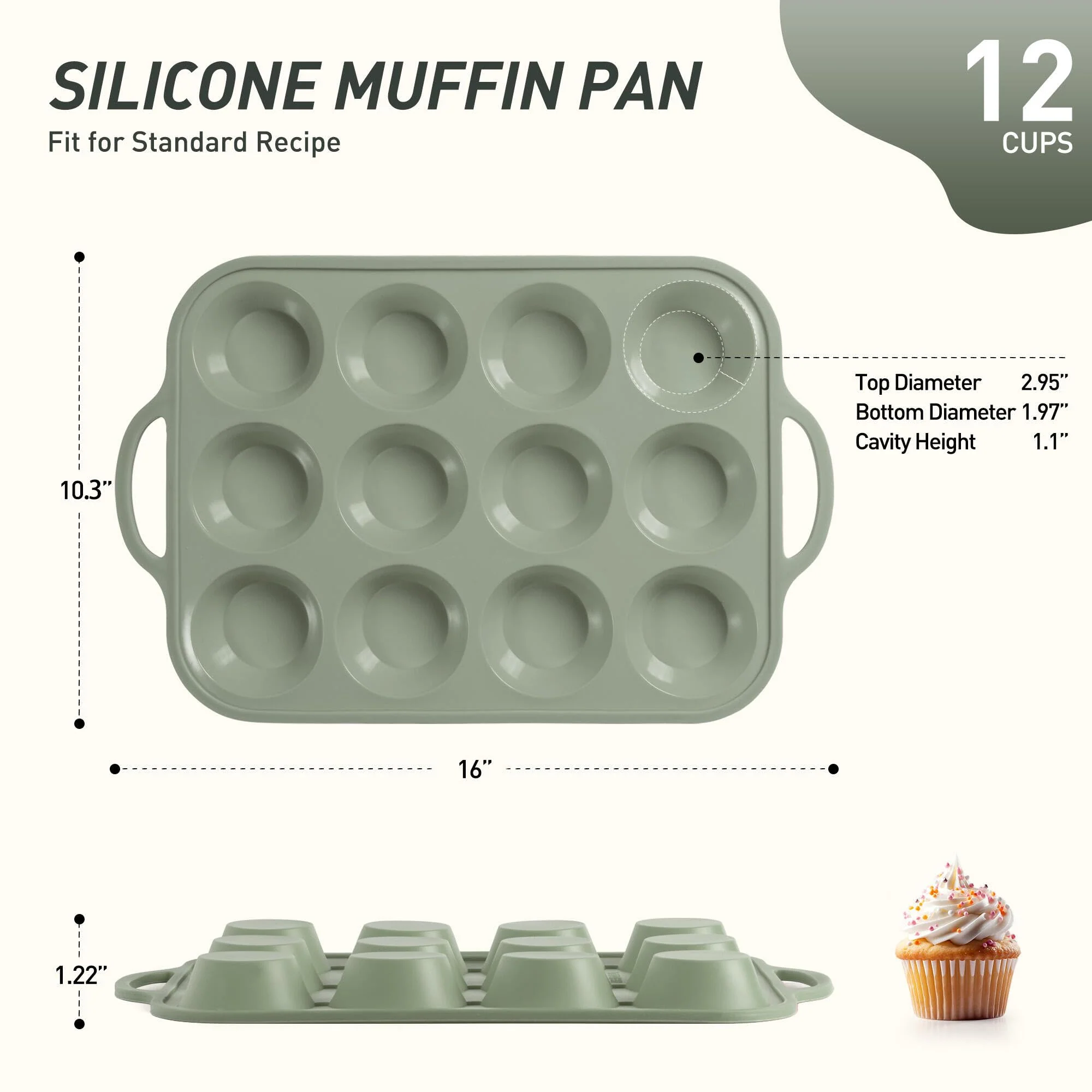 12 Cups Silicone Muffin Pan with Metal Reinforced Frame Cupcake Pan Tray Egg Molds Parents Stepdad Pawpaw Who Want Nothing Everything Future Groom Bride Law Christmas Xmas Happy Birthday Gifts Ideal - Image 8