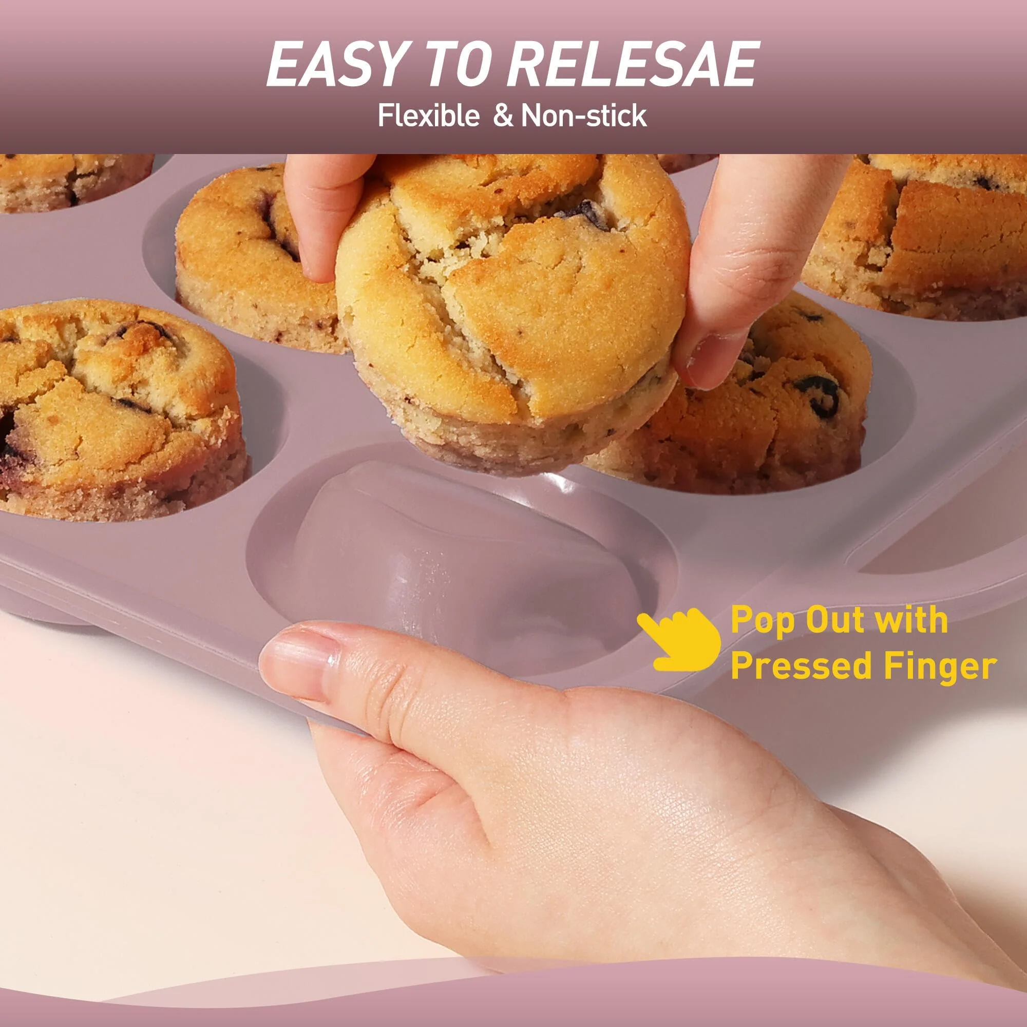 12 Cups Silicone Muffin Pan with Metal Reinforced Frame Regular Size Cupcake Pan Tray Egg Bites Silicone Cookie Molds Muffin Tin Best Baking Pans Tart Pan Sheet Set Reusable Cupcake Liners - Image 6