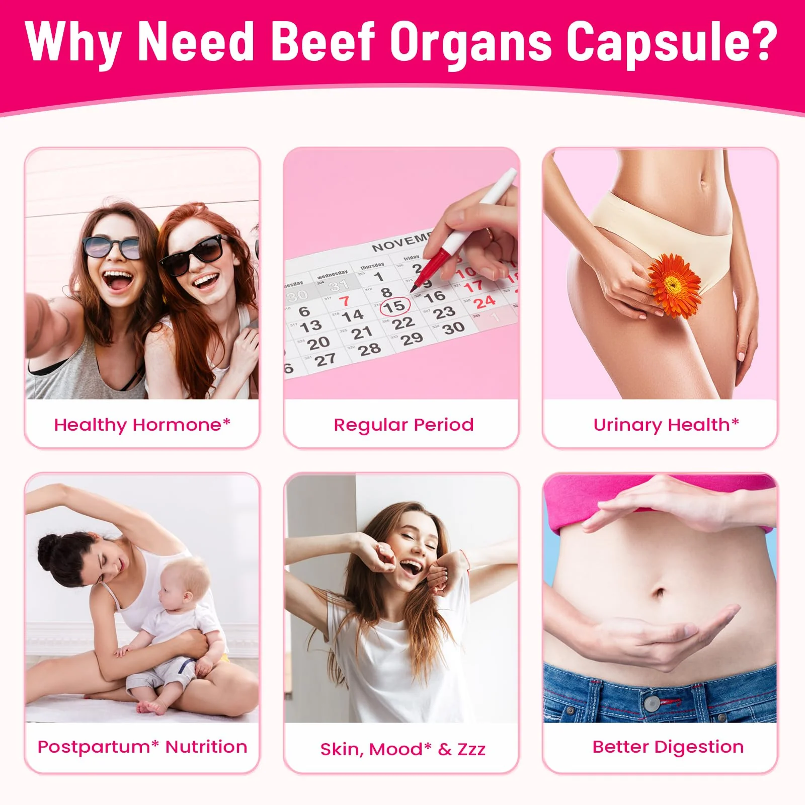 12-In-1 Beef Organ Supplement for Women - Beef Liver, Uterus, Kidney, Heart, Pancreas, 5 Vitamins & 2 Herbs, Hormone Balance, Menstruation, Energy, Immune - 100% Grass Fed, Pasture Raise - 120 Caps - Image 4