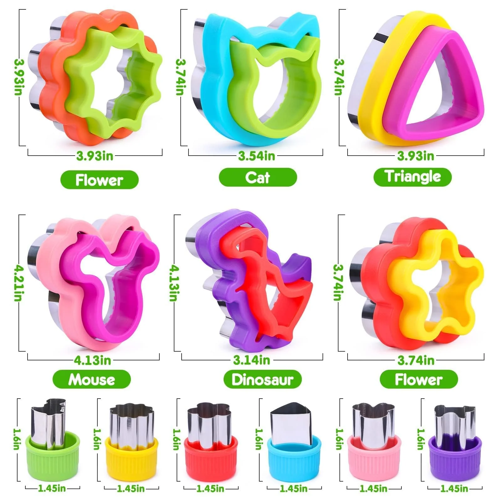 12 Pack Sandwich Cutter and Sealer Set Crustable Bread Decruster DIY Cookie Stamps Mold Vegetable Fruit Cutters Shapes for Kids Back to School Bento Box Accessories - Image 3