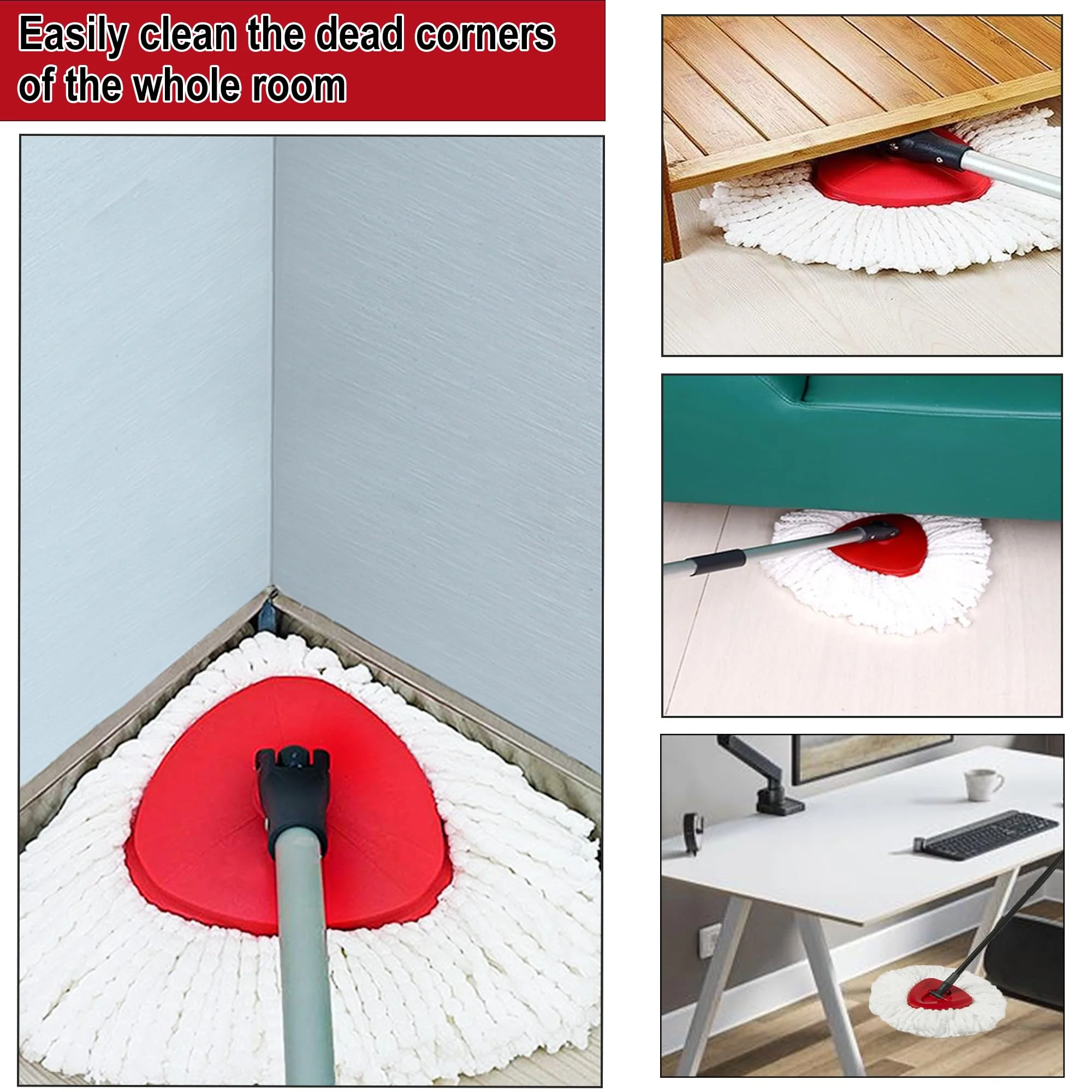 12 Pack Spin Mop Replacement Heads, 100% Microfiber Spin Mop Refill for Easy Wring Compatible with Triangle Spin Mop, 360 Degree Spinning Mop Replace Head for Floor Cleaning - Image 3