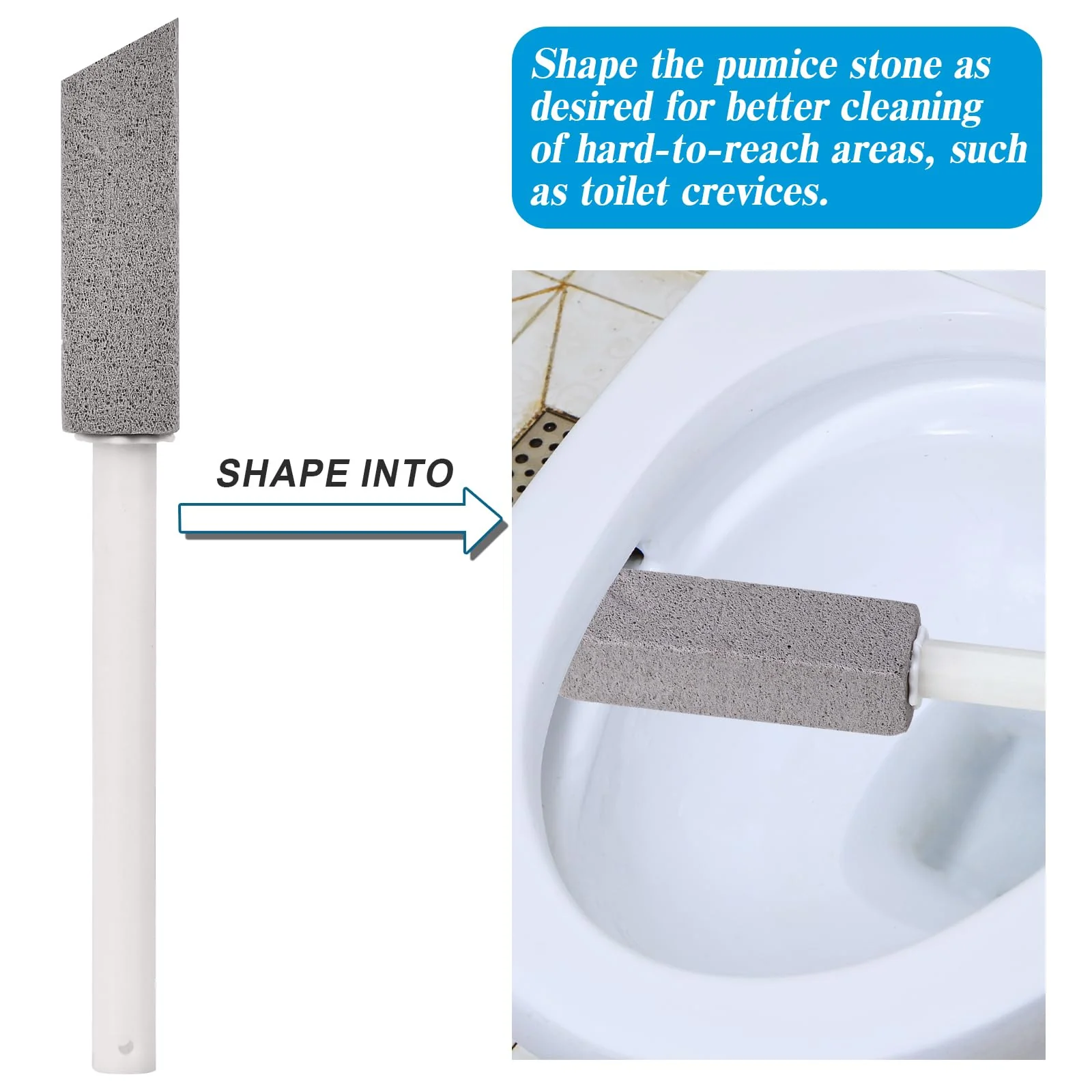 12 Packs Pumice Cleaning Stone with Extra Long Handle, Pumice Stone for Toilet Bowl Clean for Cleaning Toilets, Bathtubs, Grills, Swimming Pools, Sinks - Image 4