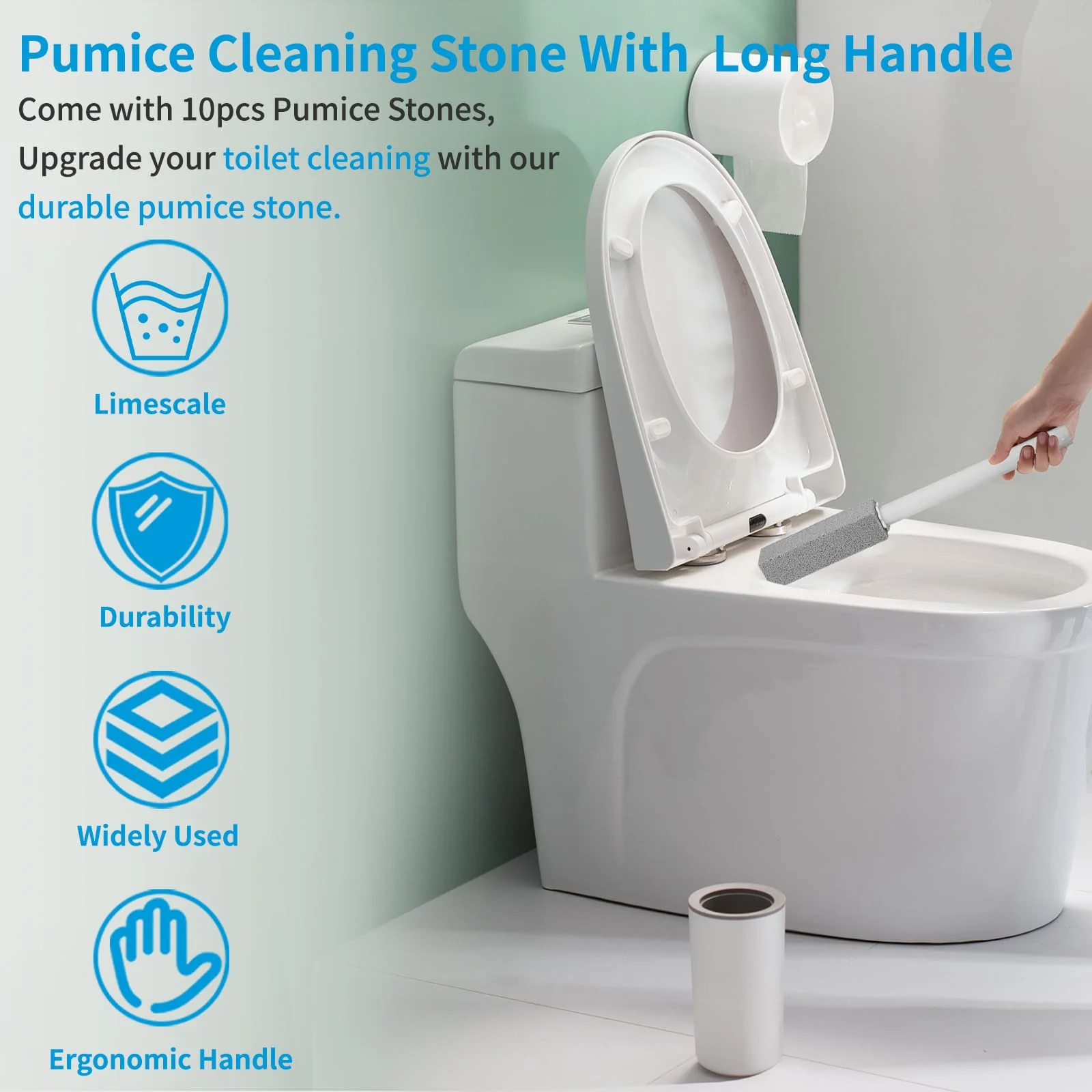 12 Packs Pumice Cleaning Stone with Extra Long Handle, Pumice Stone for Toilet Bowl Clean for Cleaning Toilets, Bathtubs, Grills, Swimming Pools, Sinks - Image 5