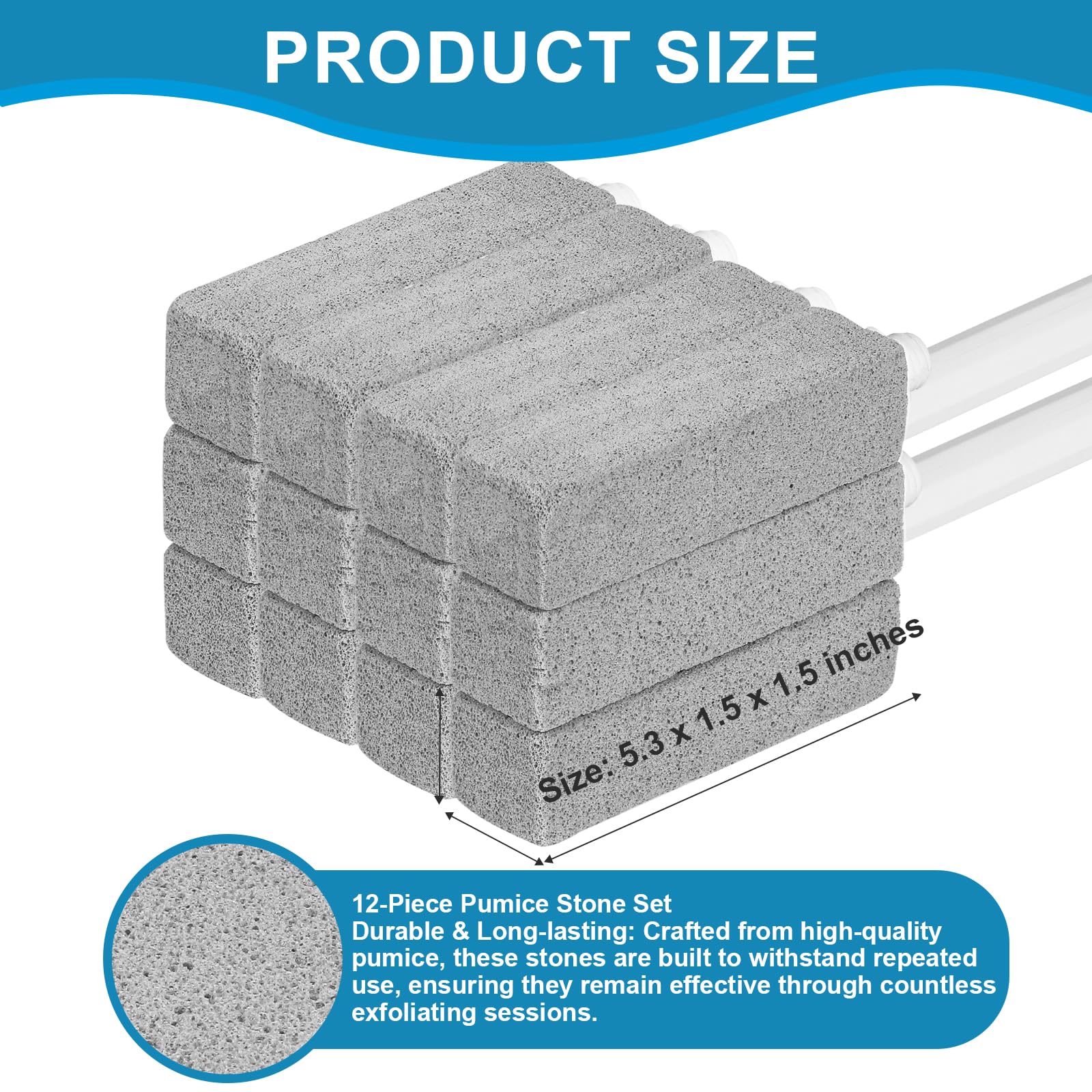 12 Packs Pumice Cleaning Stone with Extra Long Handle, Pumice Stone for Toilet Bowl Clean for Cleaning Toilets, Bathtubs, Grills, Swimming Pools, Sinks - Image 7
