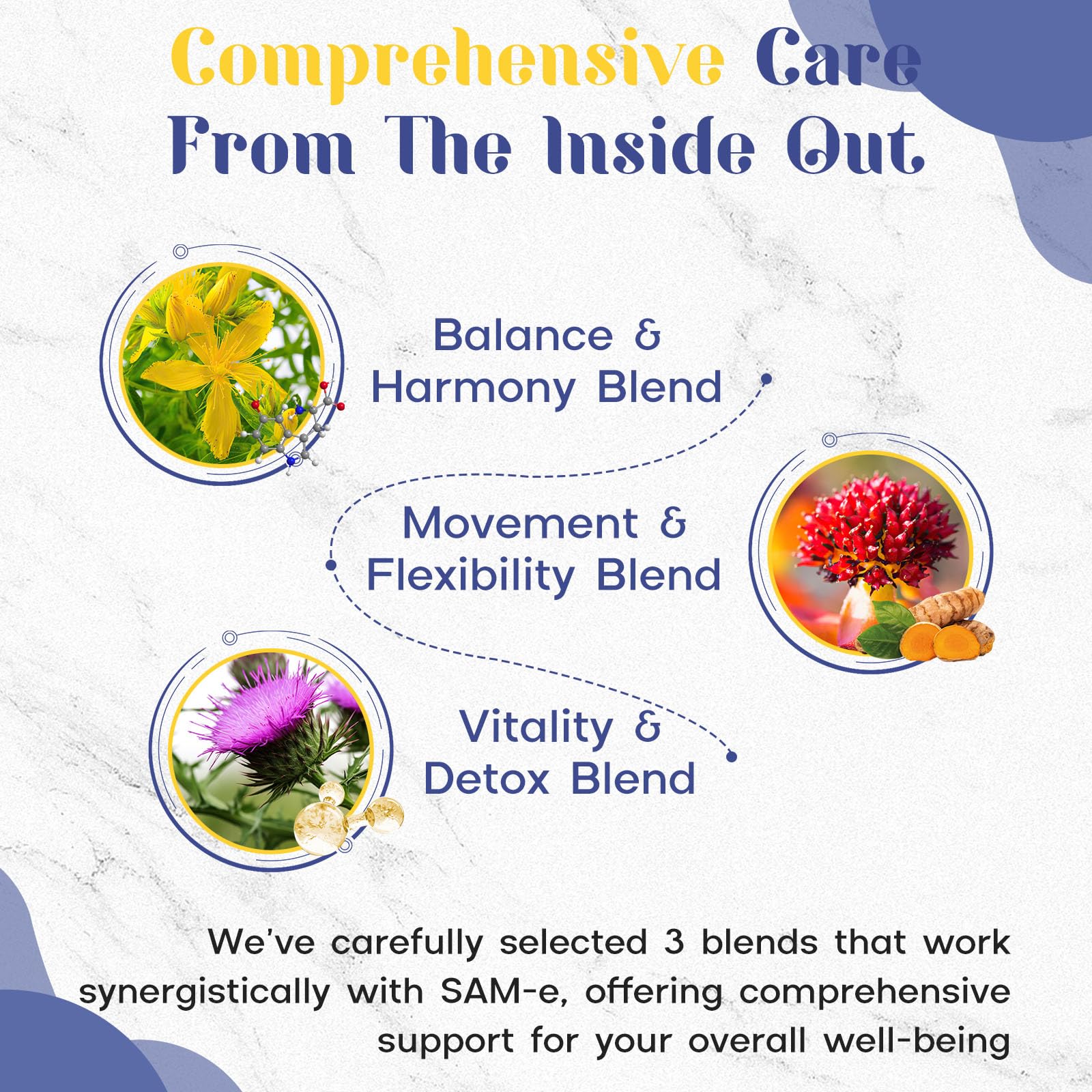 1200 MG SAM e Supplement for Brain, Mood, Joint, and Liver, High Absorption SAM-e (S-Adenosyl-L-Methionine) with CoQ10, 5-HTP, Enteric Coated 120 Tablets, Vegan - Image 6