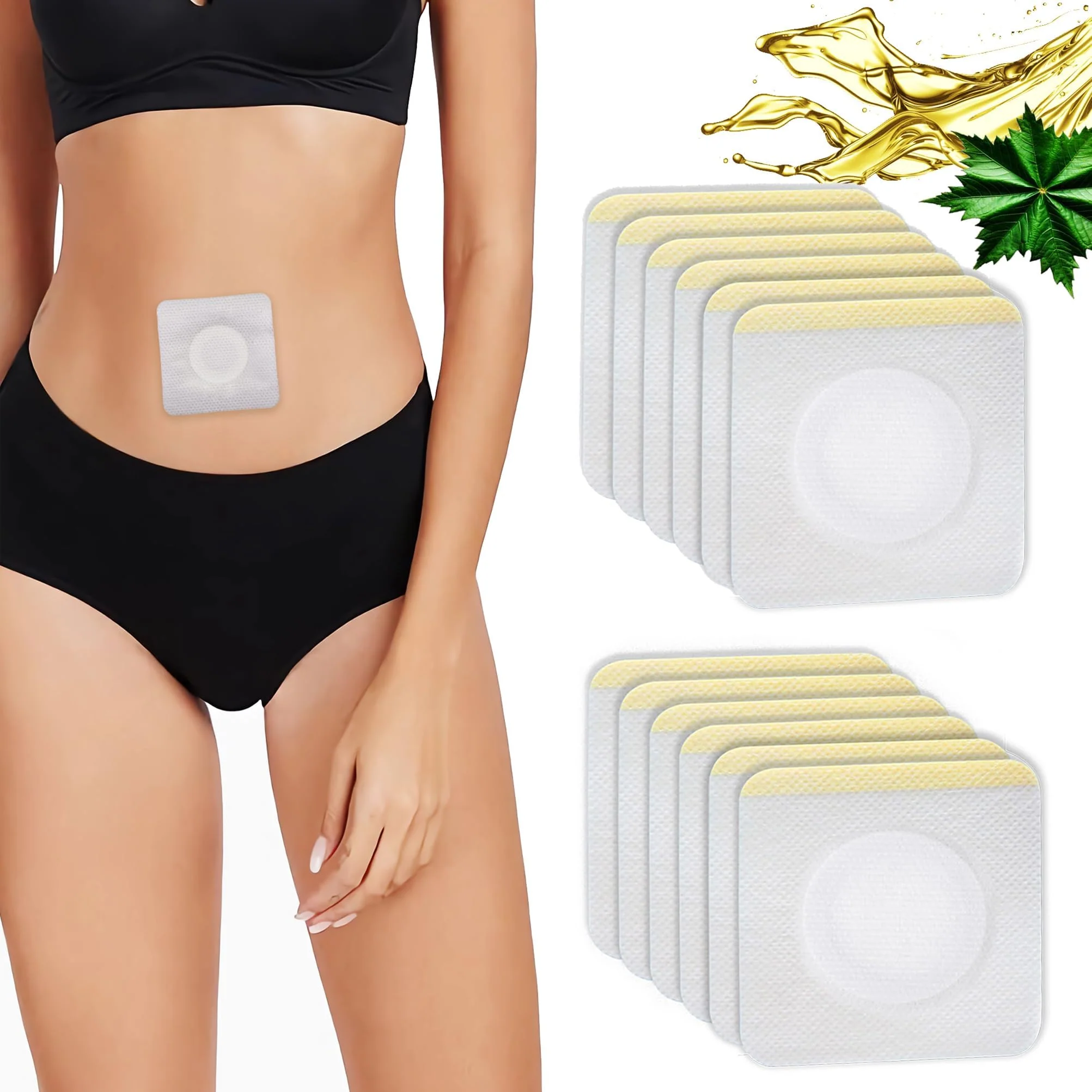 12Pcs Hypoallergenic Castor Oil Pack Wrap for Belly Button, 3.2 x 3.2 inches Disposable, Self-Adhesive, and Highly Absorbent Castor Oil Wraps Patch Pads - White - Image 2